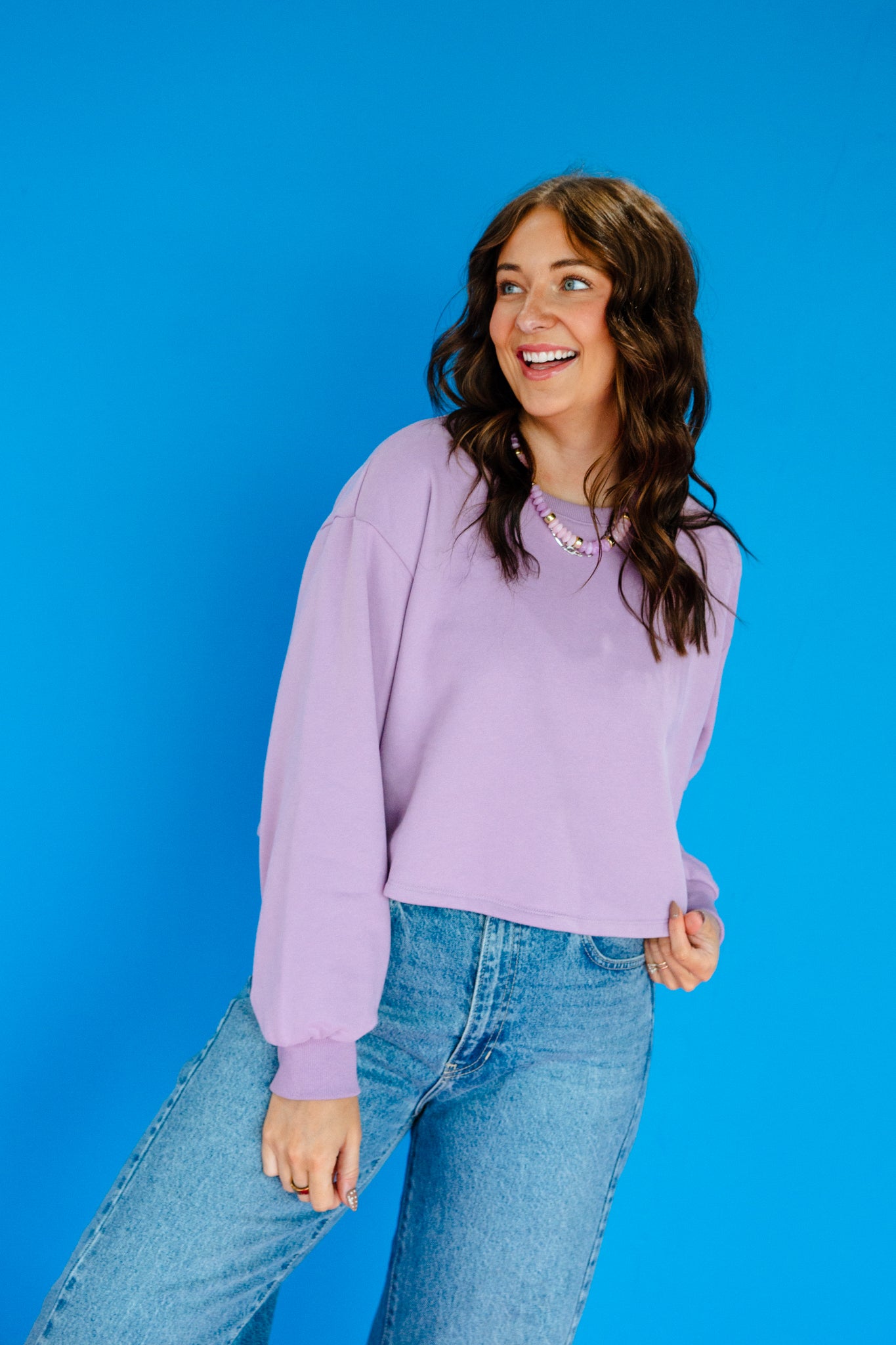 Leanne Bow Detail Sweater - Lavender Grey