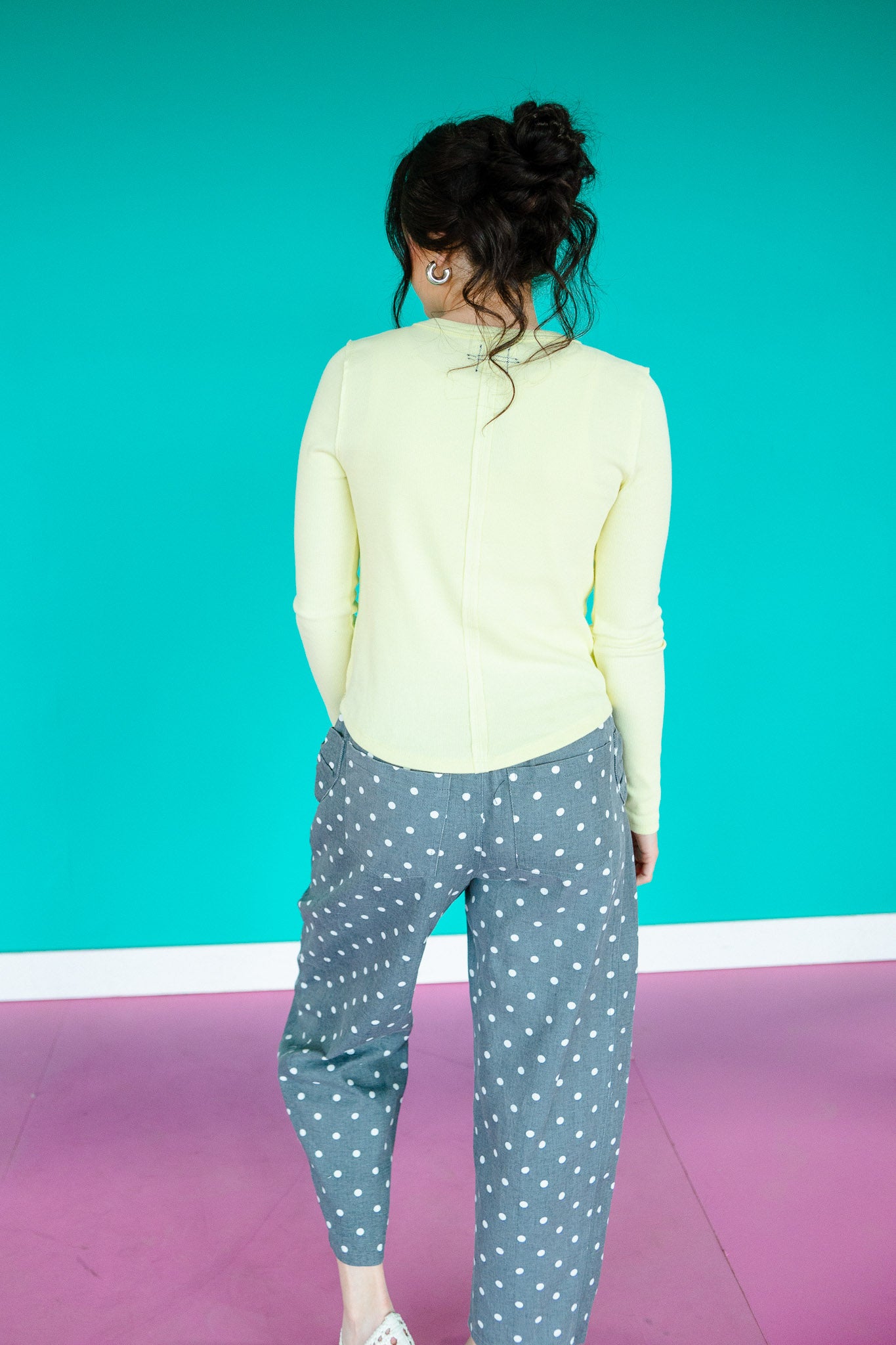 Cathy Long Sleeve Henley Top - Cool Yellow