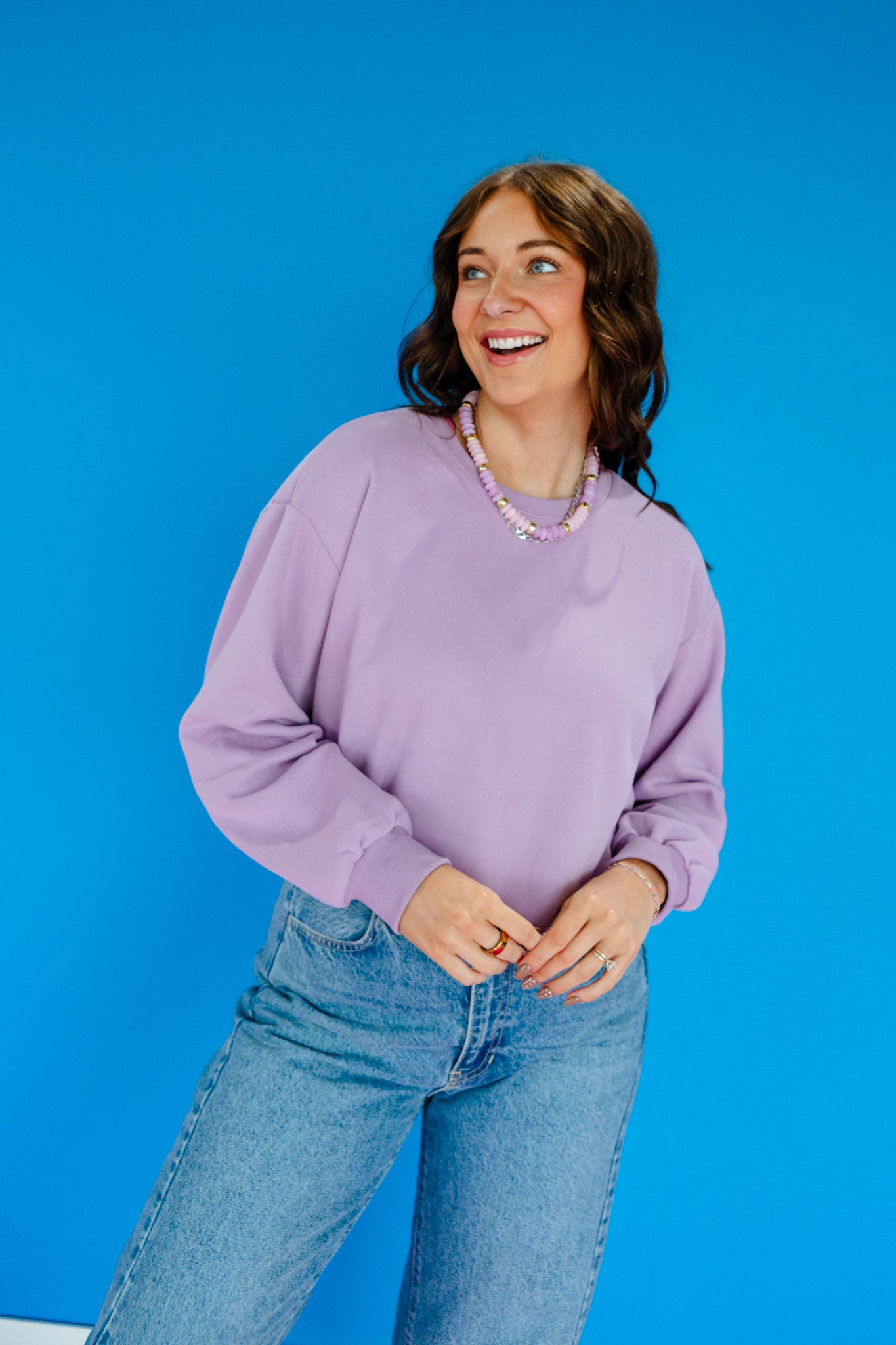 Leanne Bow Detail Sweater - Lavender Grey