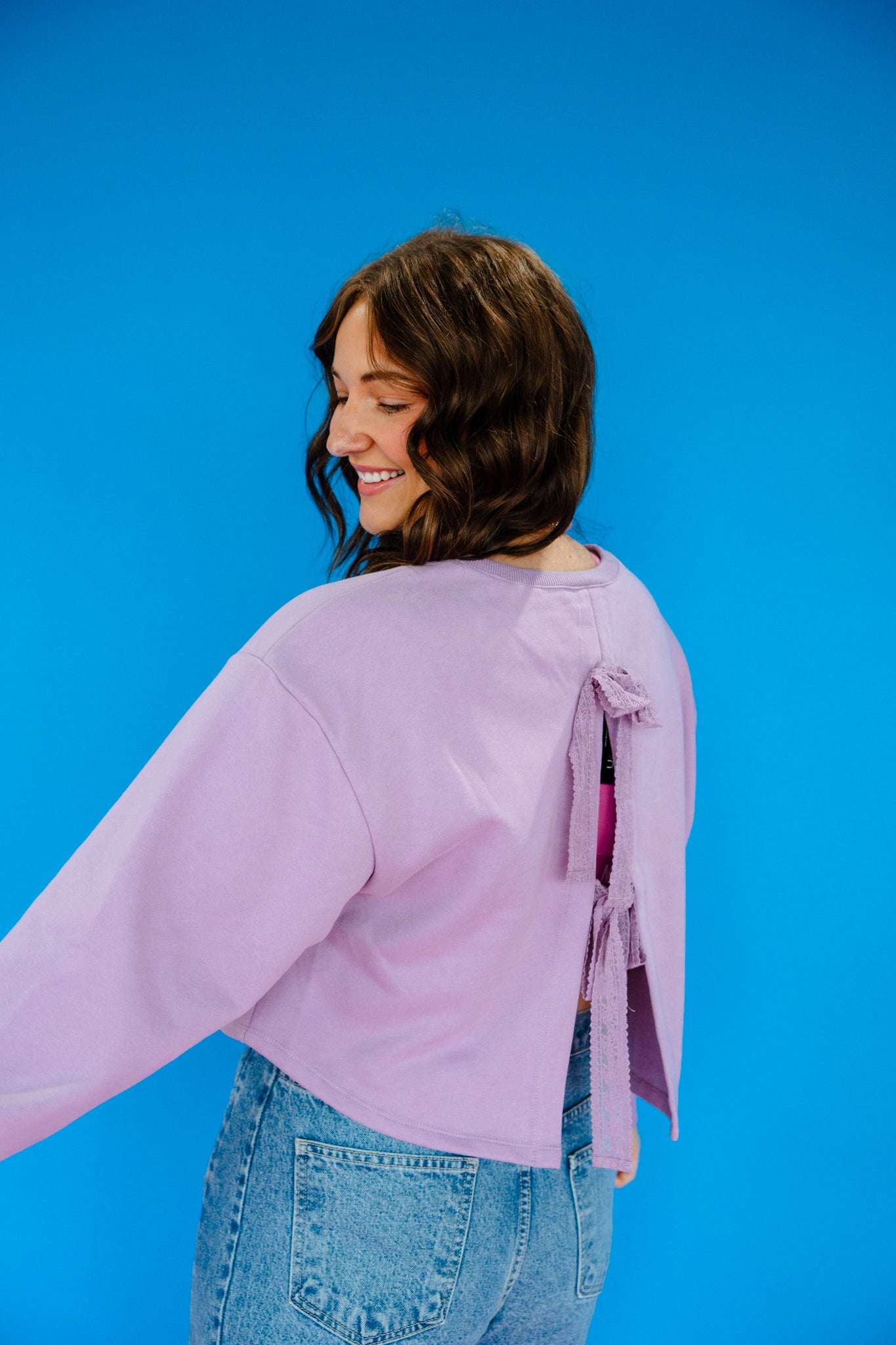 Leanne Bow Detail Sweater - Lavender Grey