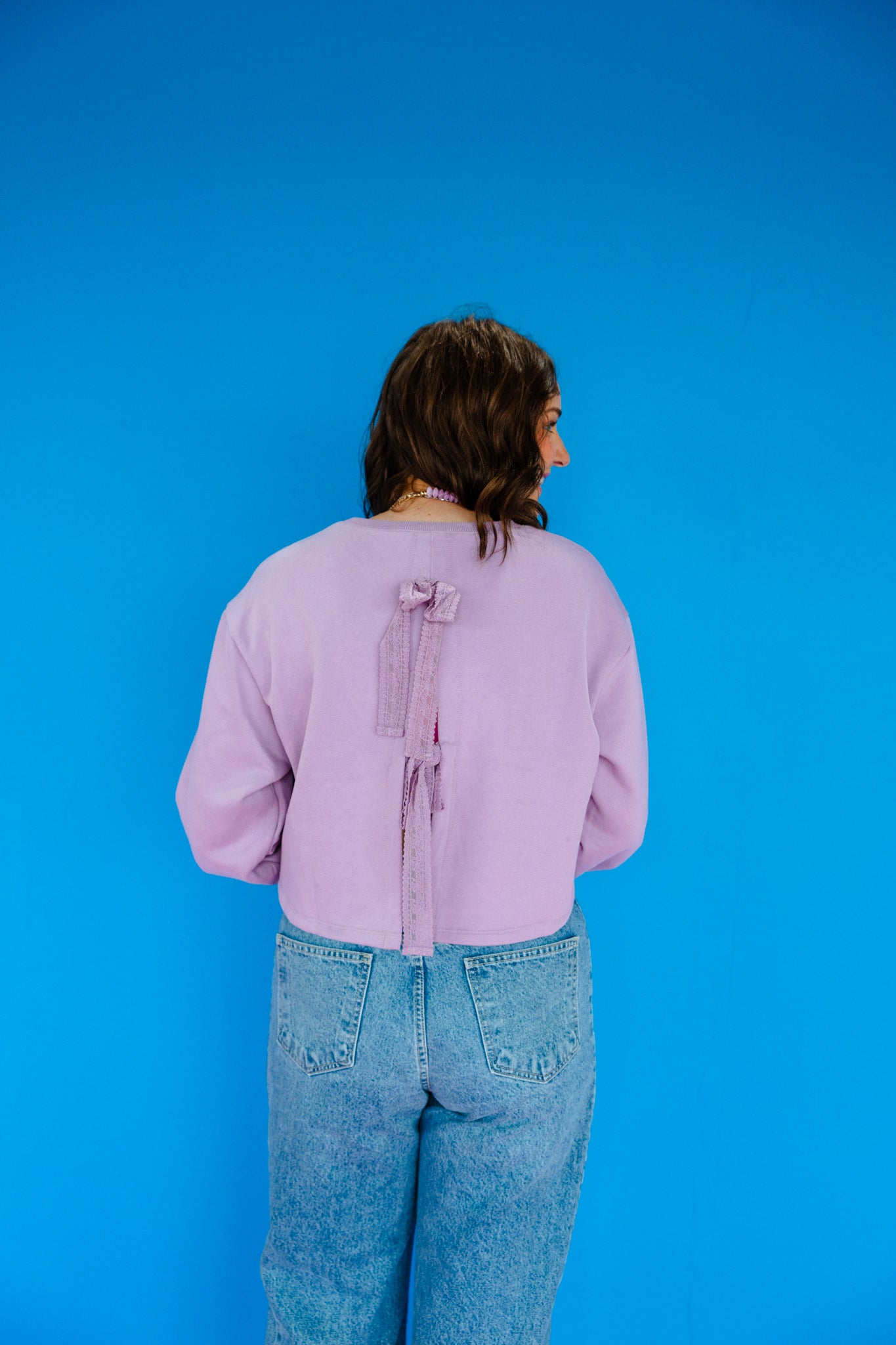 Leanne Bow Detail Sweater - Lavender Grey