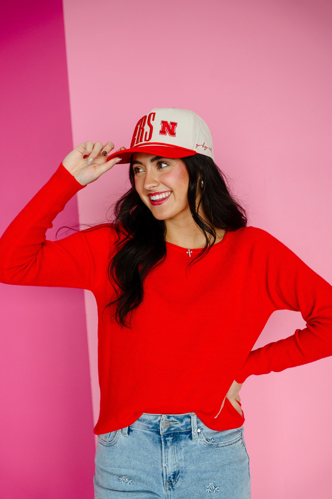 Tiegan Waffle Textured Pullover - True Red