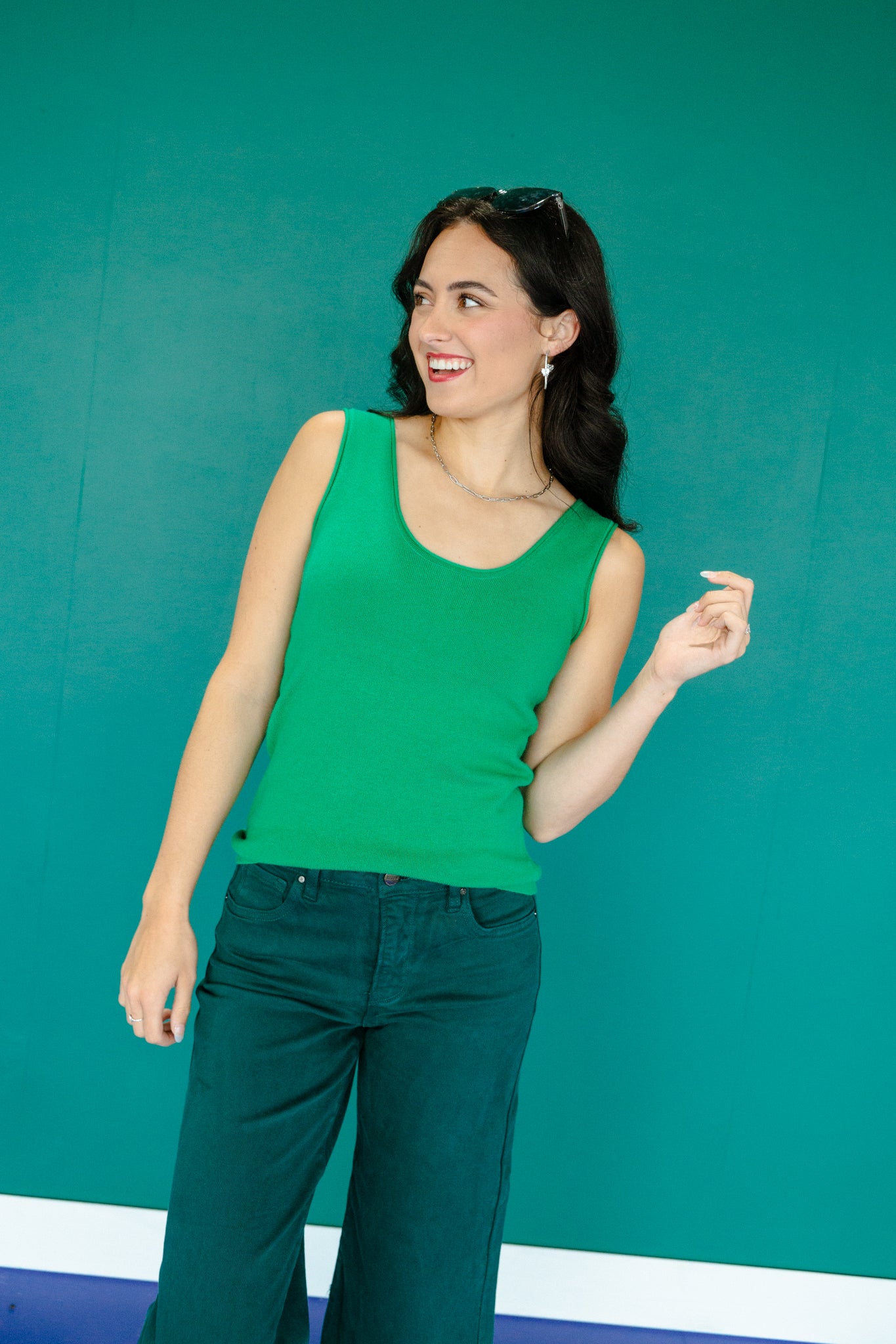Kammy V-Neck Tank - Emerald