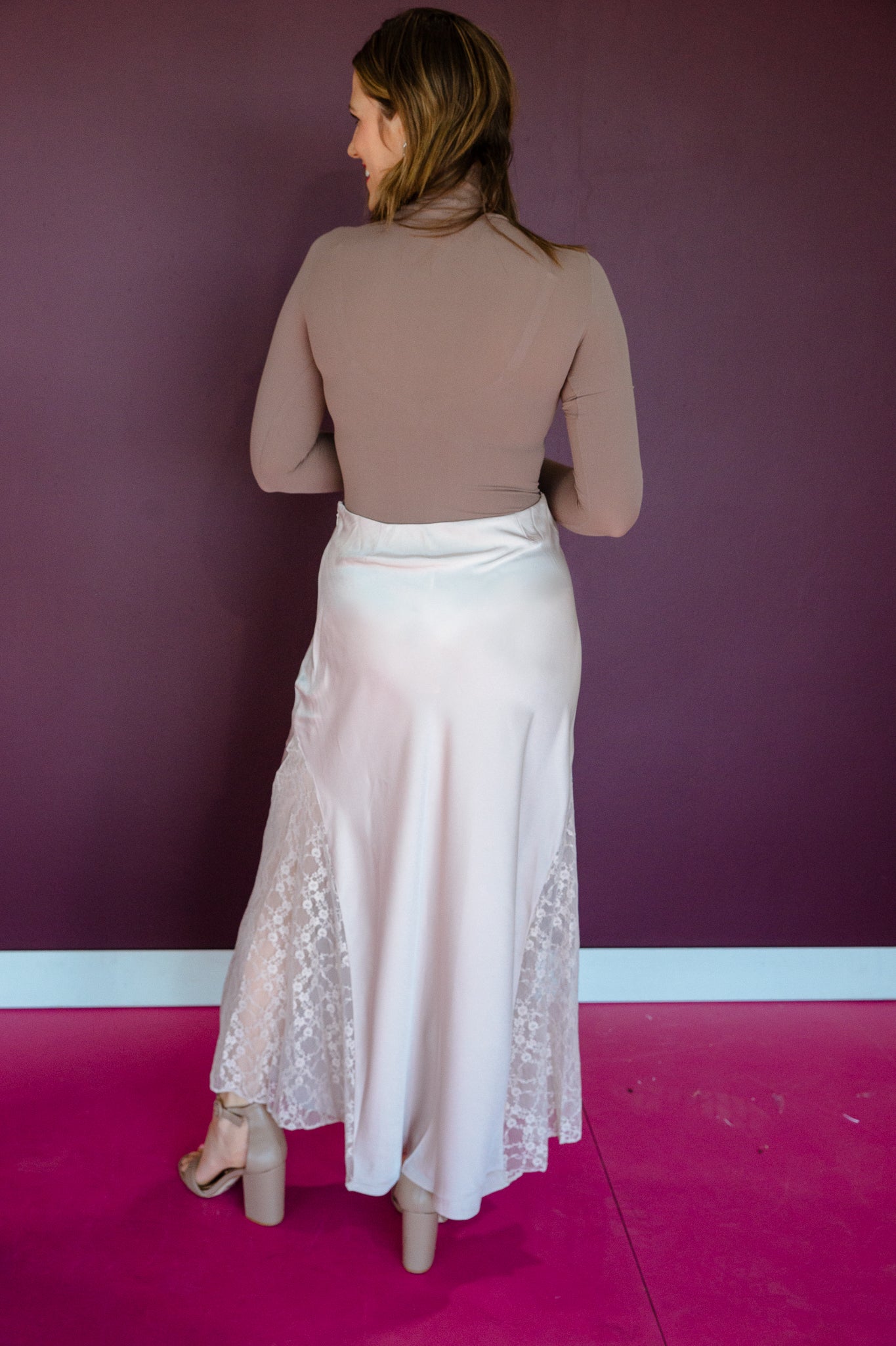 Ivy Satin Midi Skirt