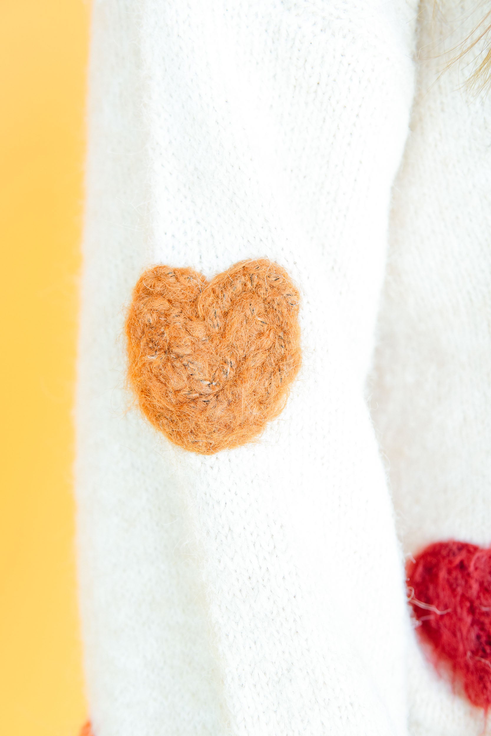 Cute As Can Be Heart Patch Knit Sweater - Beige