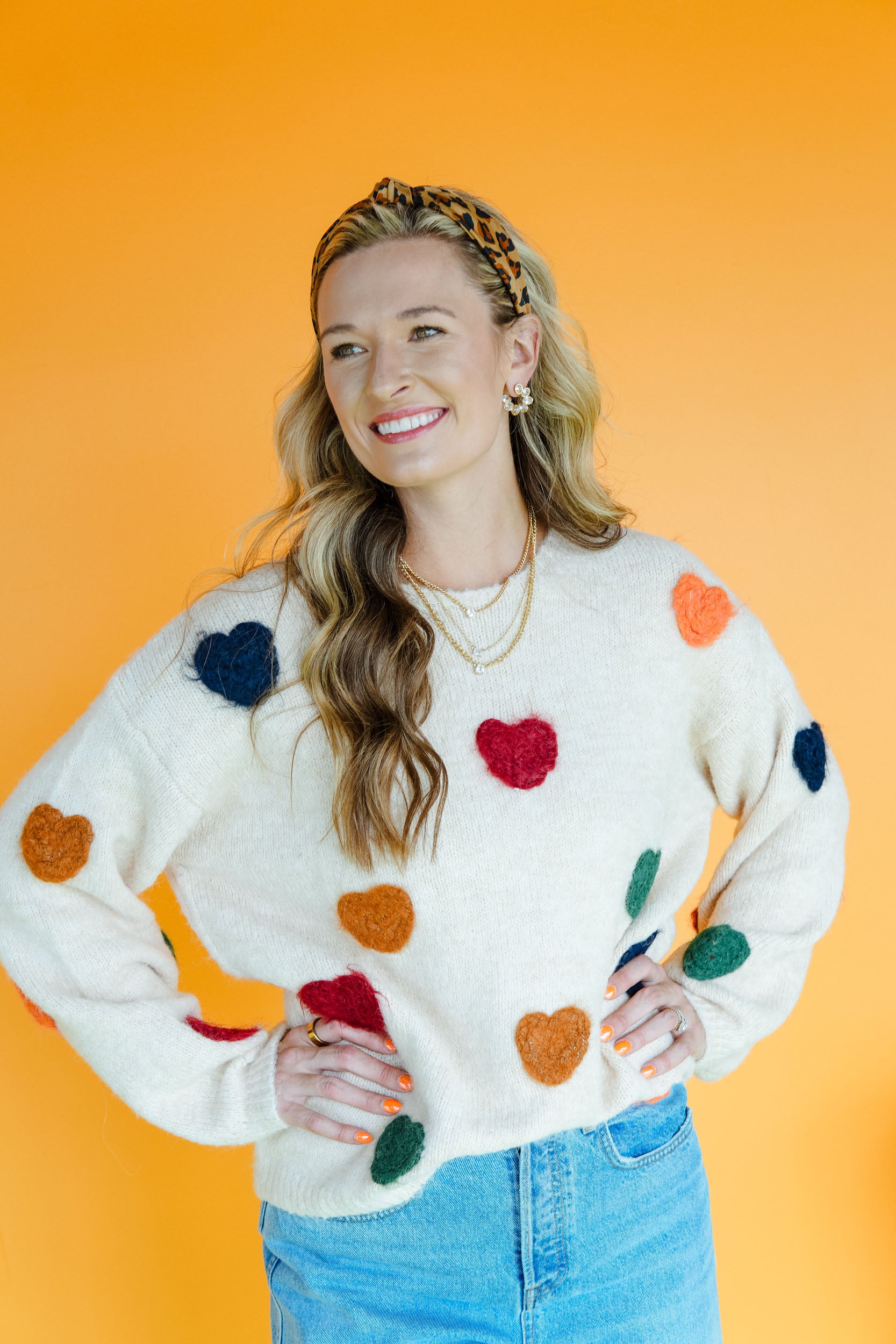 Cute As Can Be Heart Patch Knit Sweater - Beige