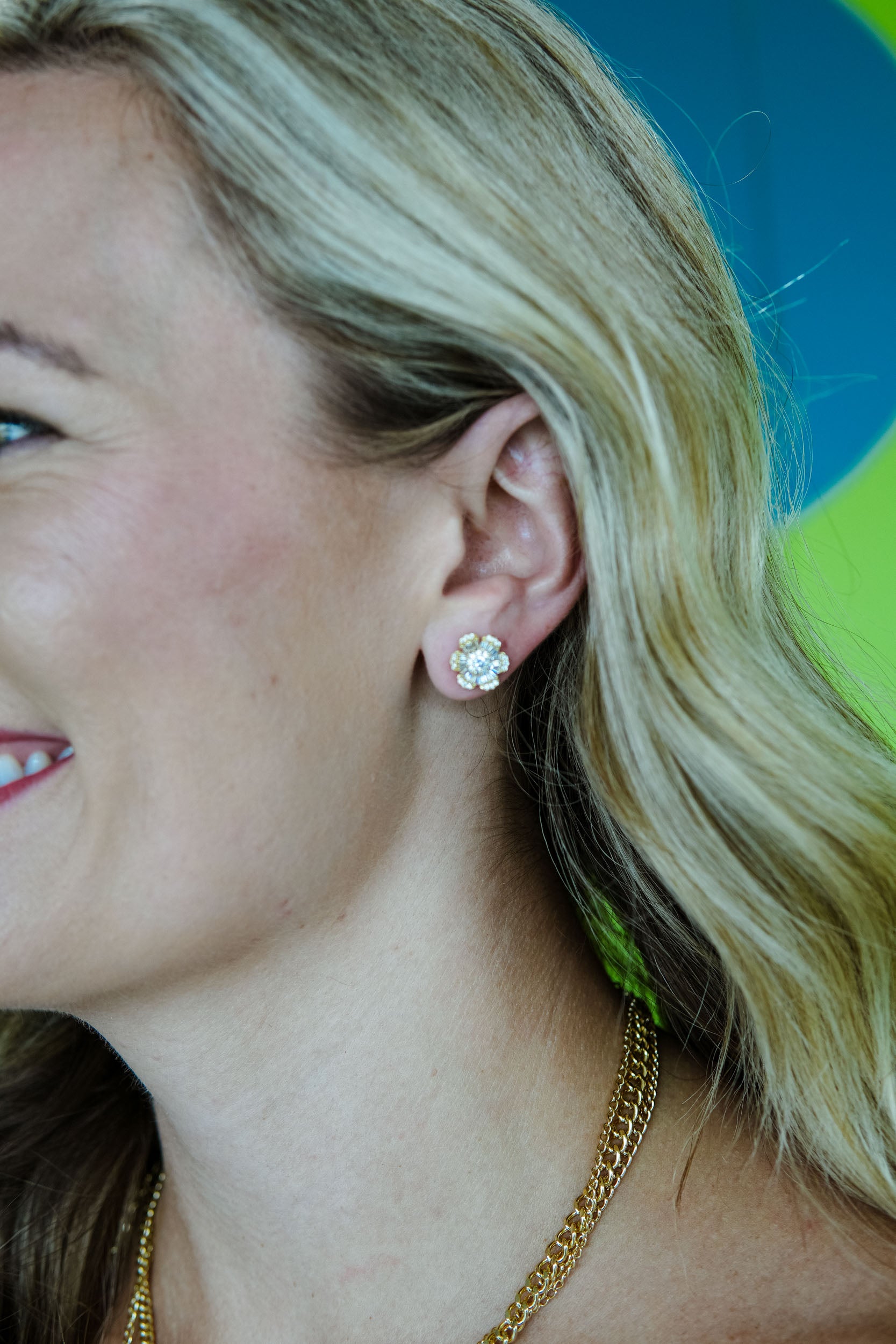 Pretty Please Flower Stud Earring - Gold