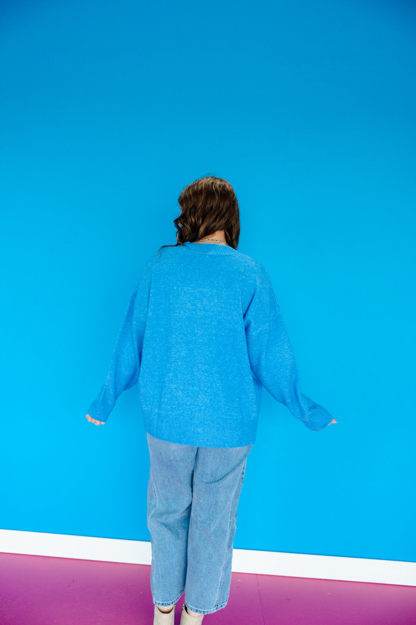 Jenna Button Cardigan - Heathered Cornflower