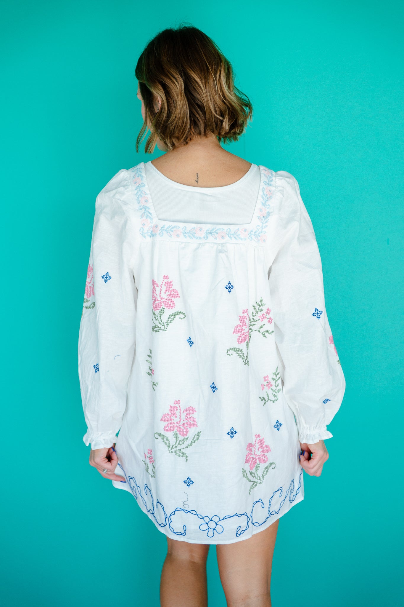 Cora Square Neck Mini Dress - Soft White