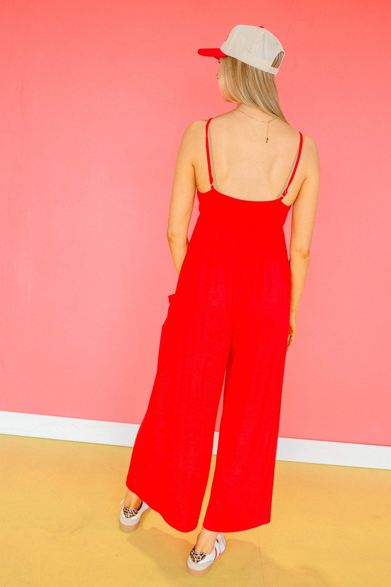Krystine Wide Leg Jumpsuit. - True Red