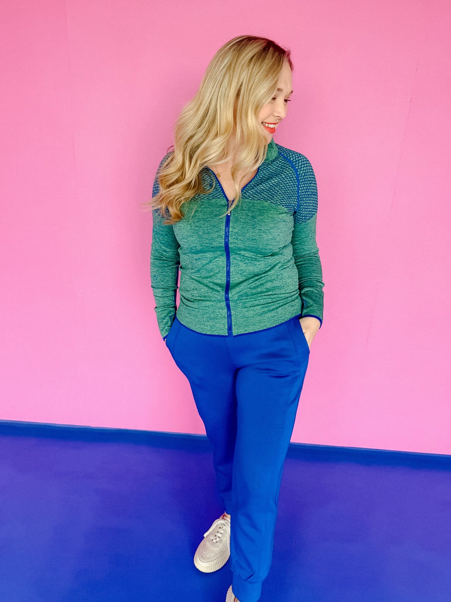 Ready Set Go Active Jacket - Bright Green + Bright Navy