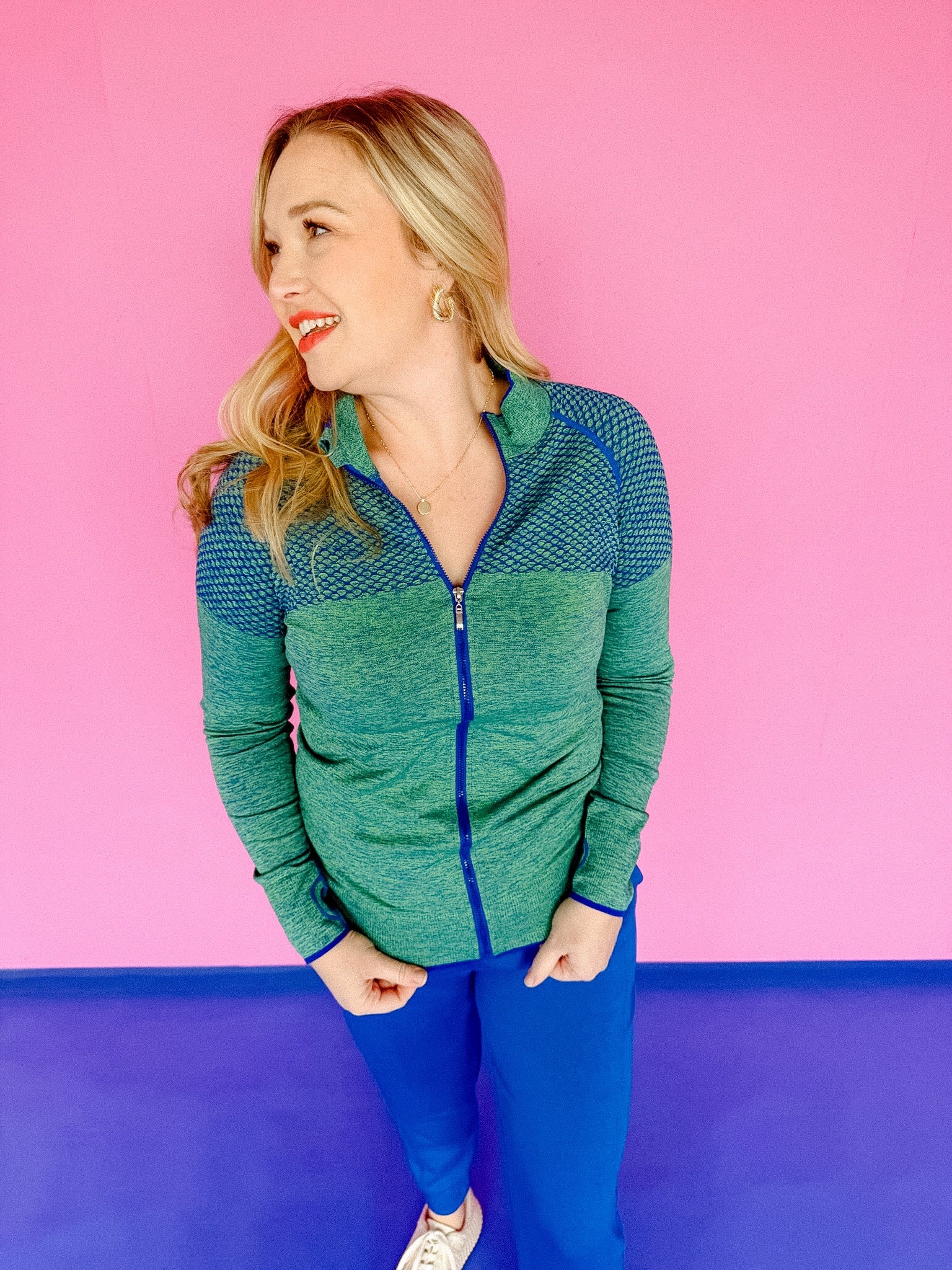 Ready Set Go Active Jacket - Bright Green + Bright Navy