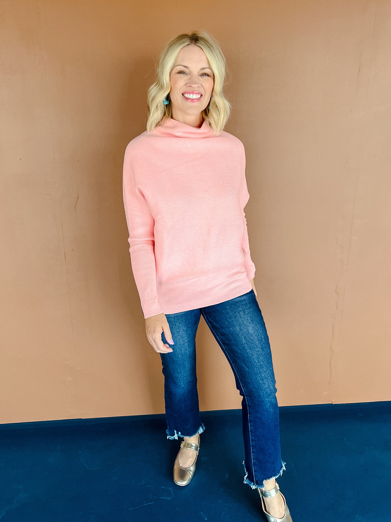 Cynthia Oversized Turtleneck Sweater - Salmon