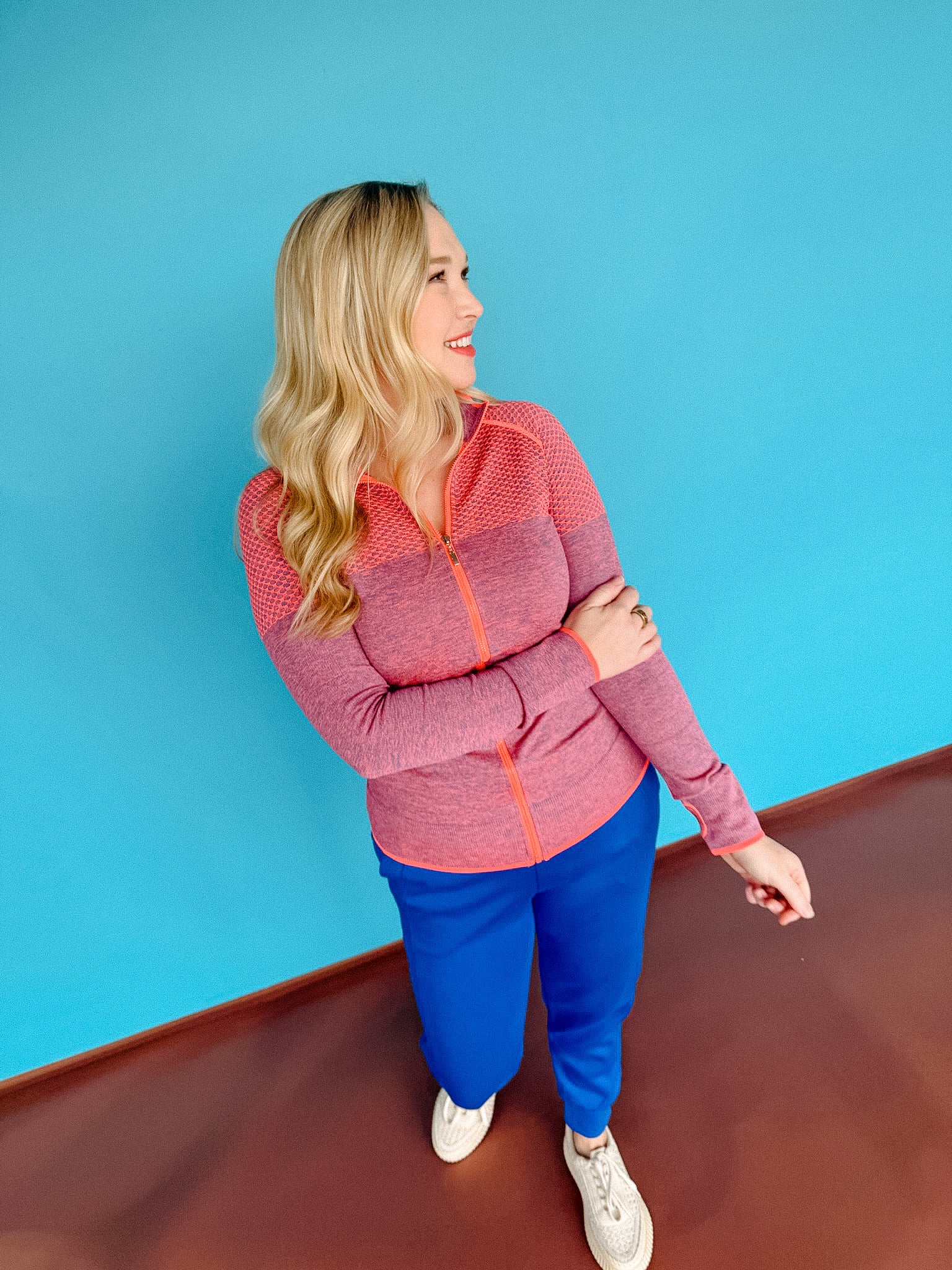 Ready Set Go Active Jacket - Neon Orange + Blue