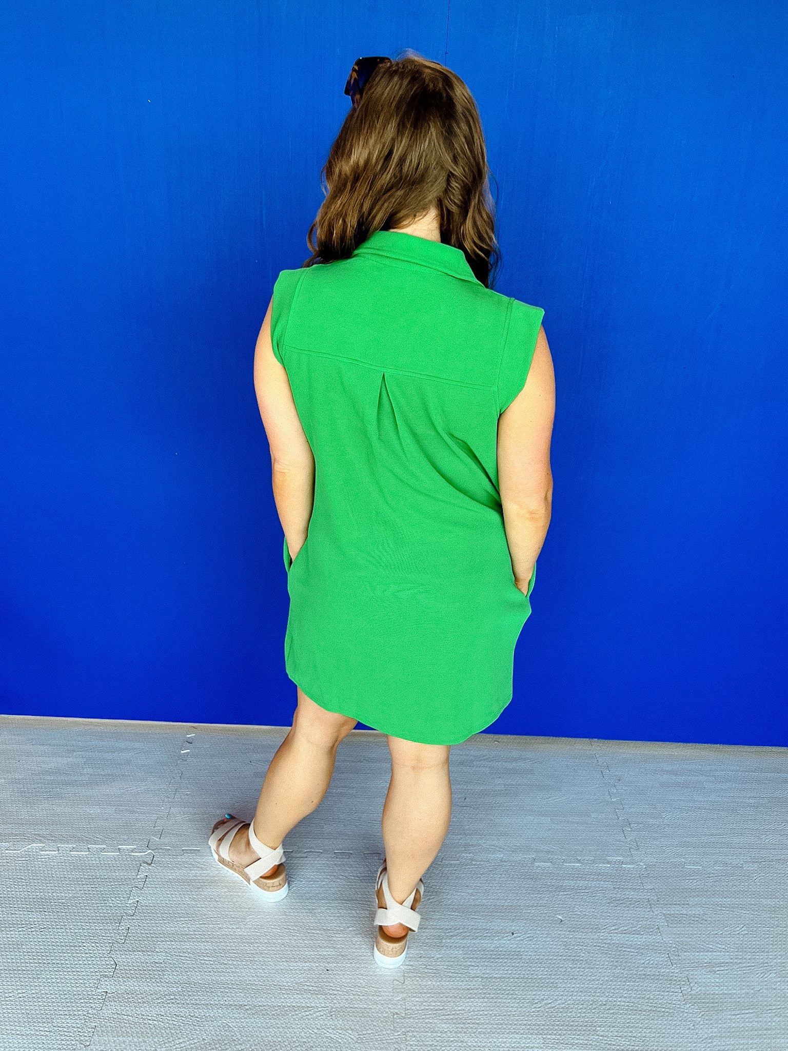 Gwen V-Neck Mini Dress - Leaf/Kerry Green