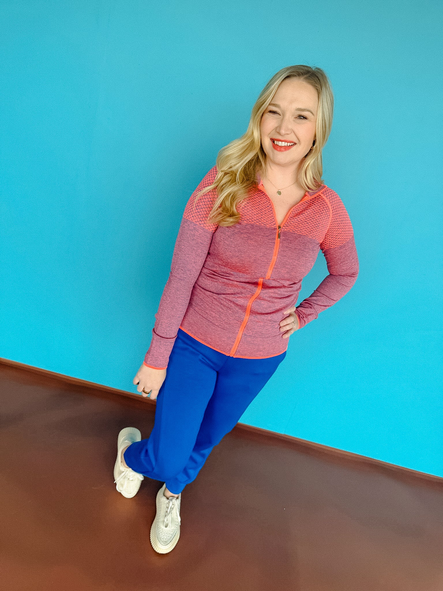 Ready Set Go Active Jacket - Neon Orange + Blue