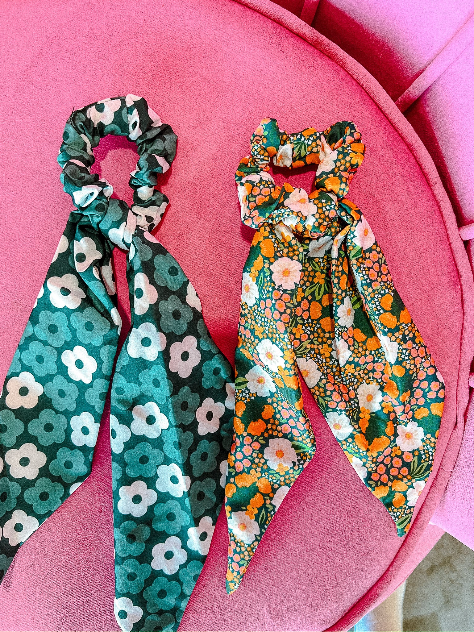 Sweet Meadow Floral Scarf Scrunchie