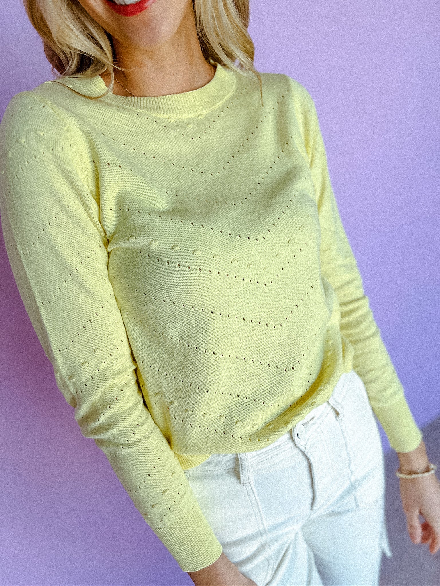Jeanie Pom Pom Sweater - Light Canary