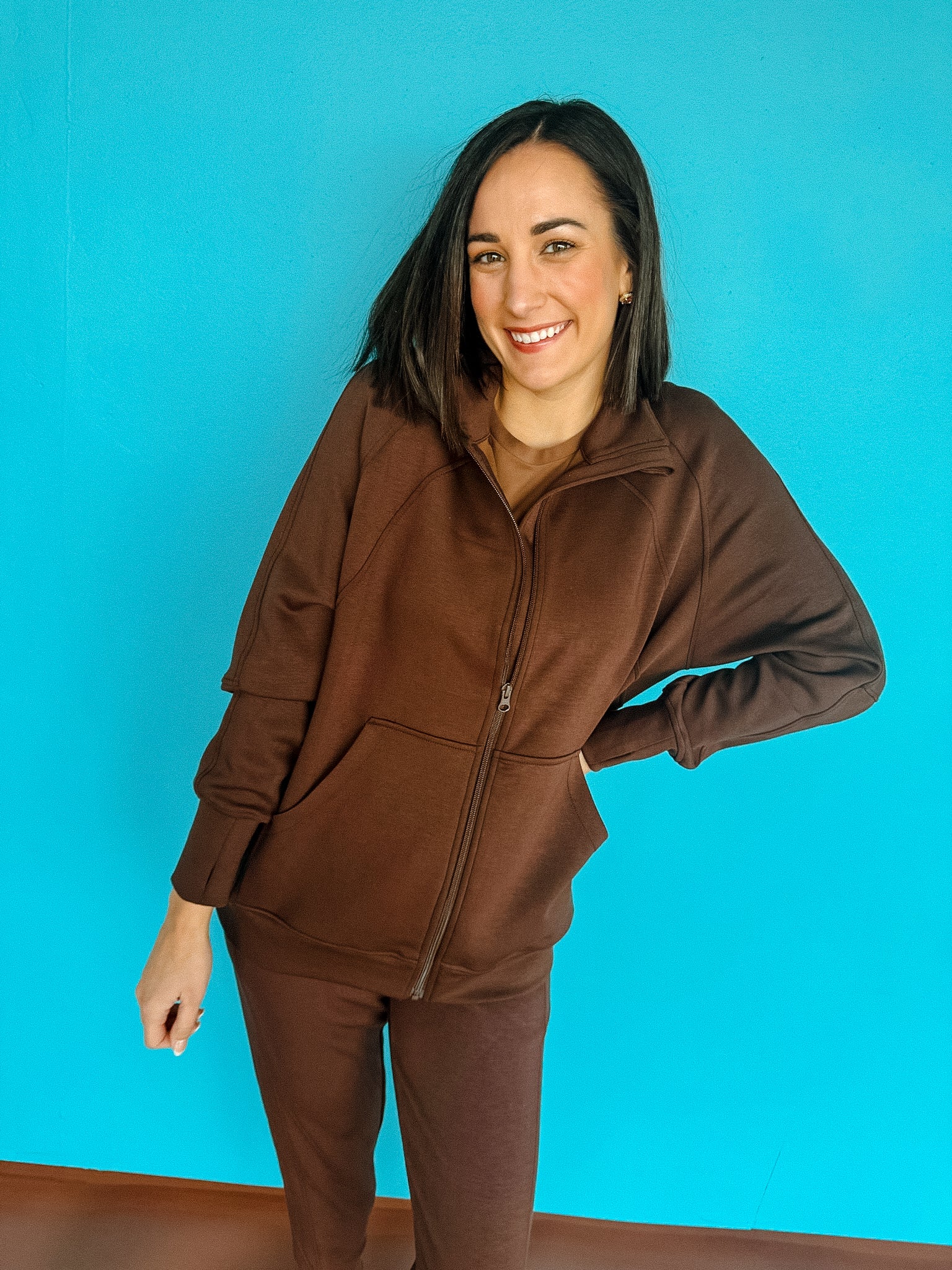 Jump Start Full Zip Jacket - Dark Brown