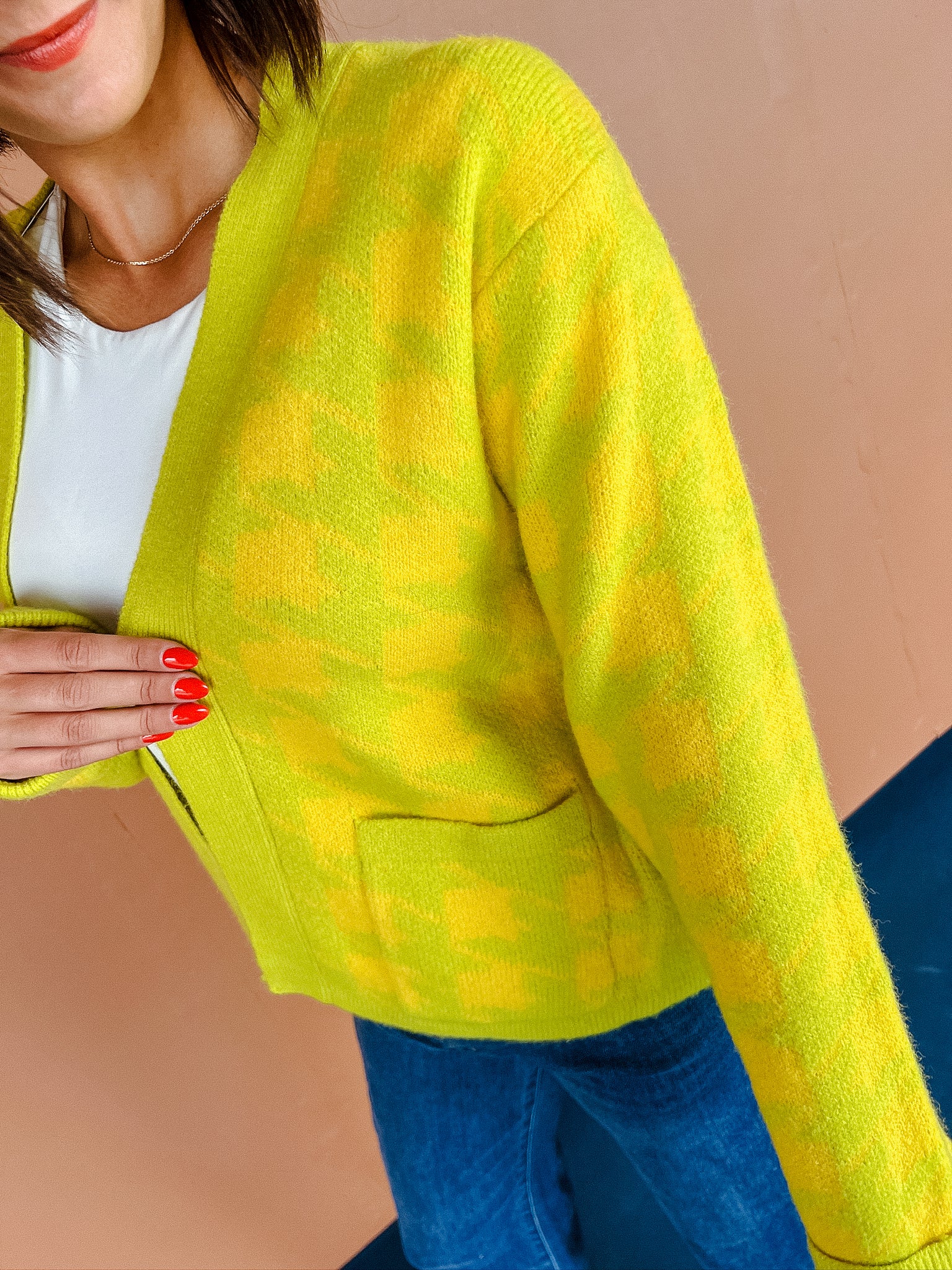 Renae Cardigan - Lime + Vibrant Yellow Ochre