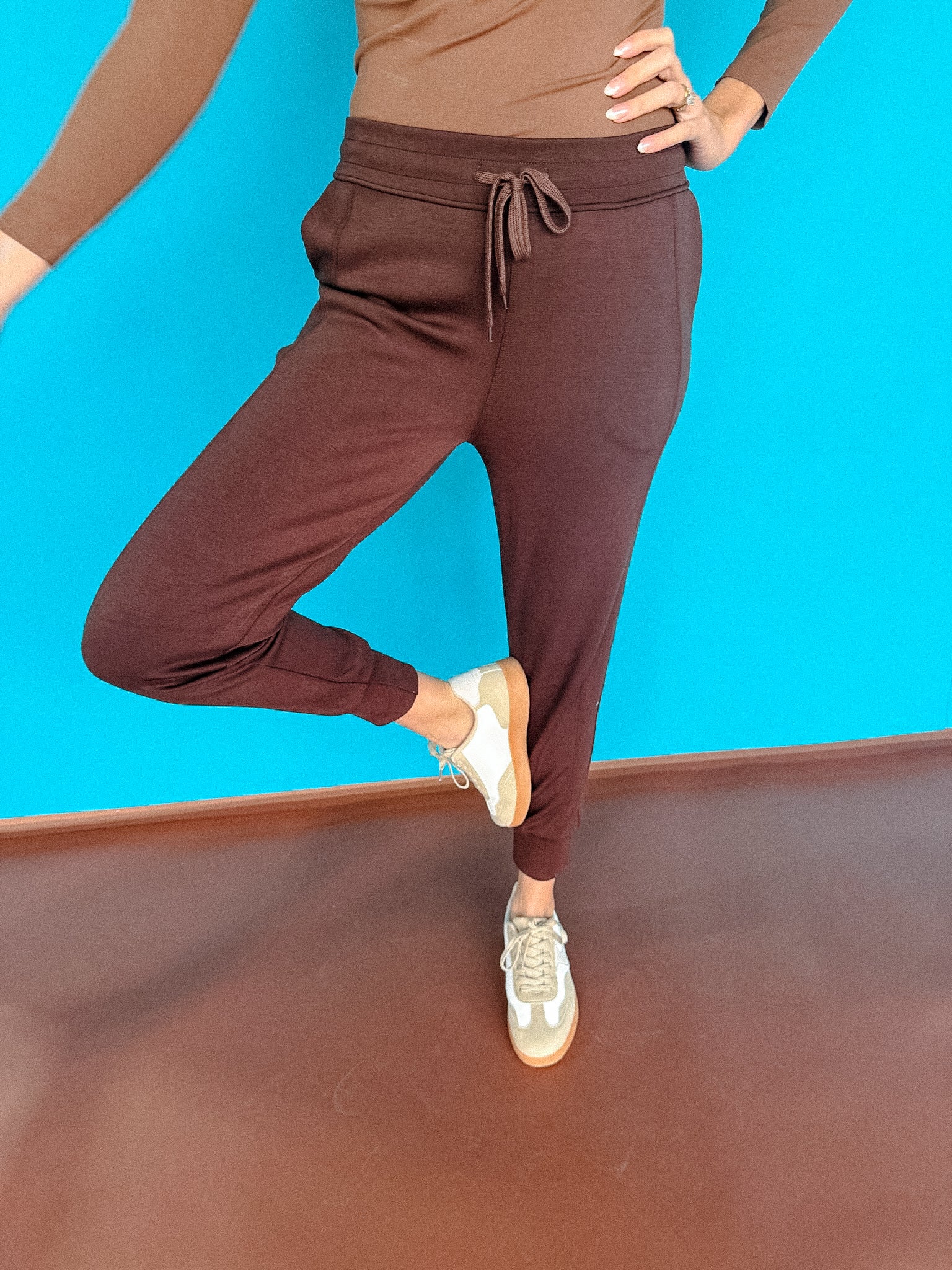 Ella Scuba Joggers - Dark Brown