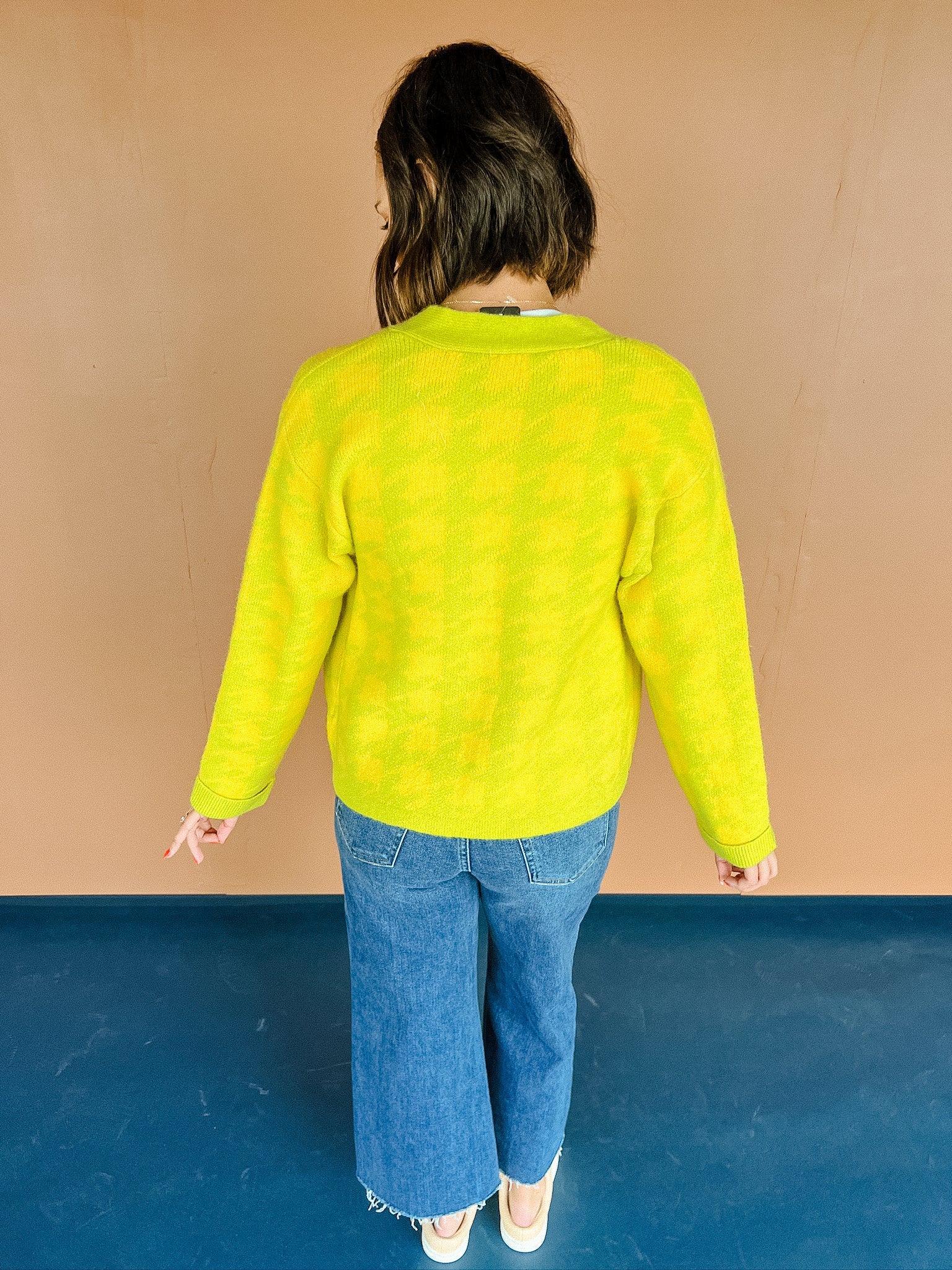 Renae Cardigan - Lime + Vibrant Yellow Ochre