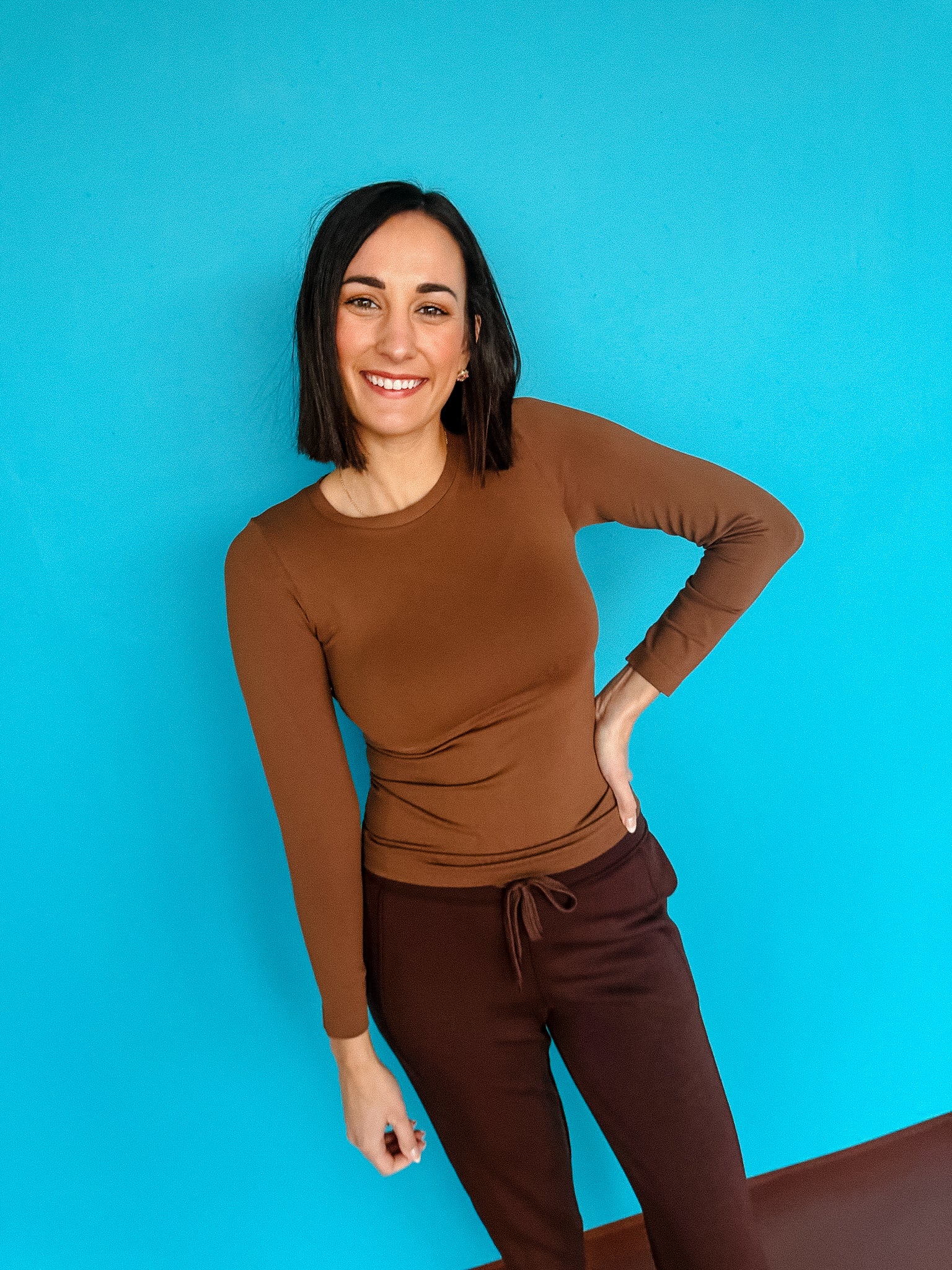 Andie Seamless Long Sleeve Tee - Coffee