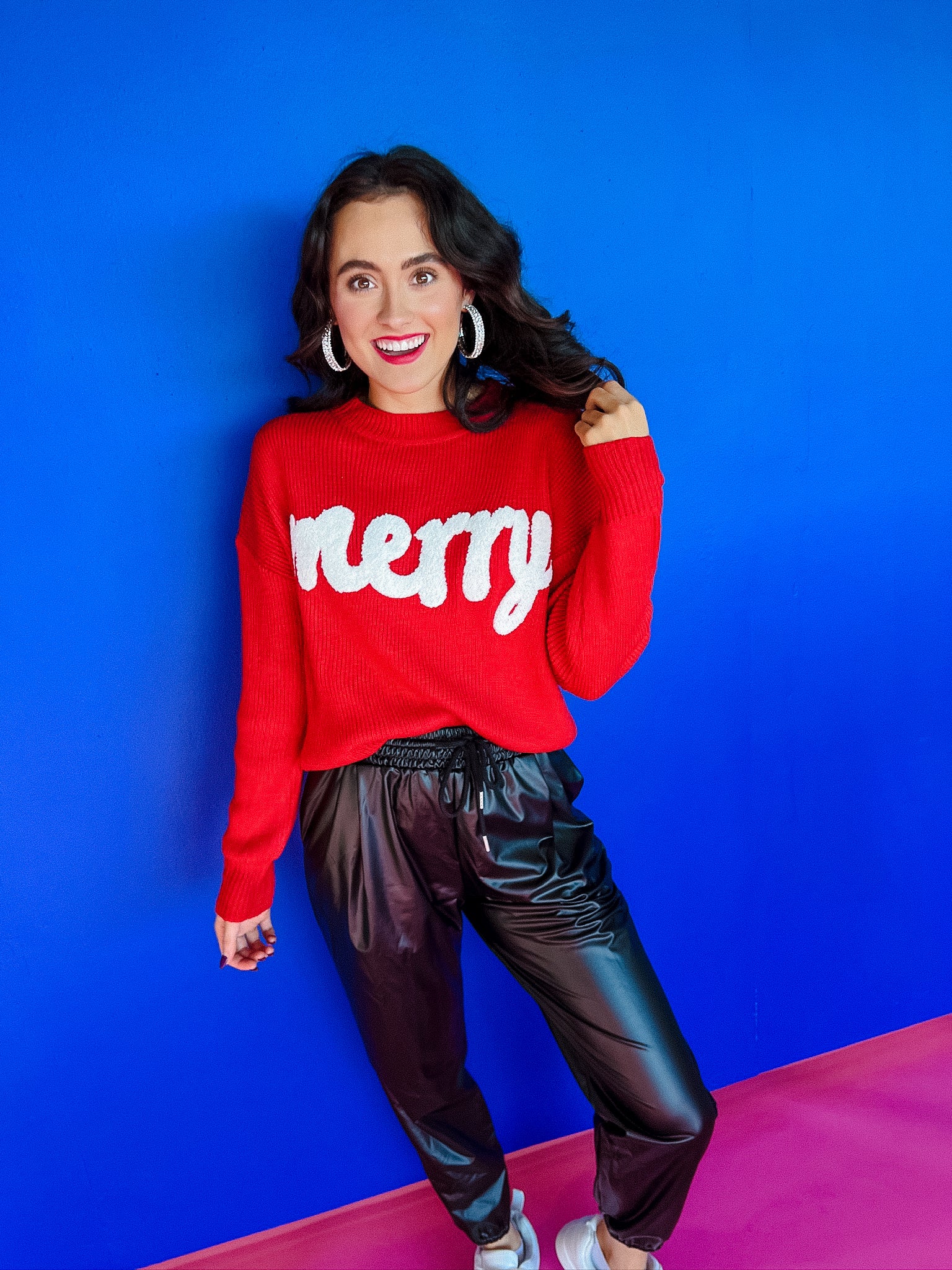 Be Merry Holiday Sweater - Cool Red