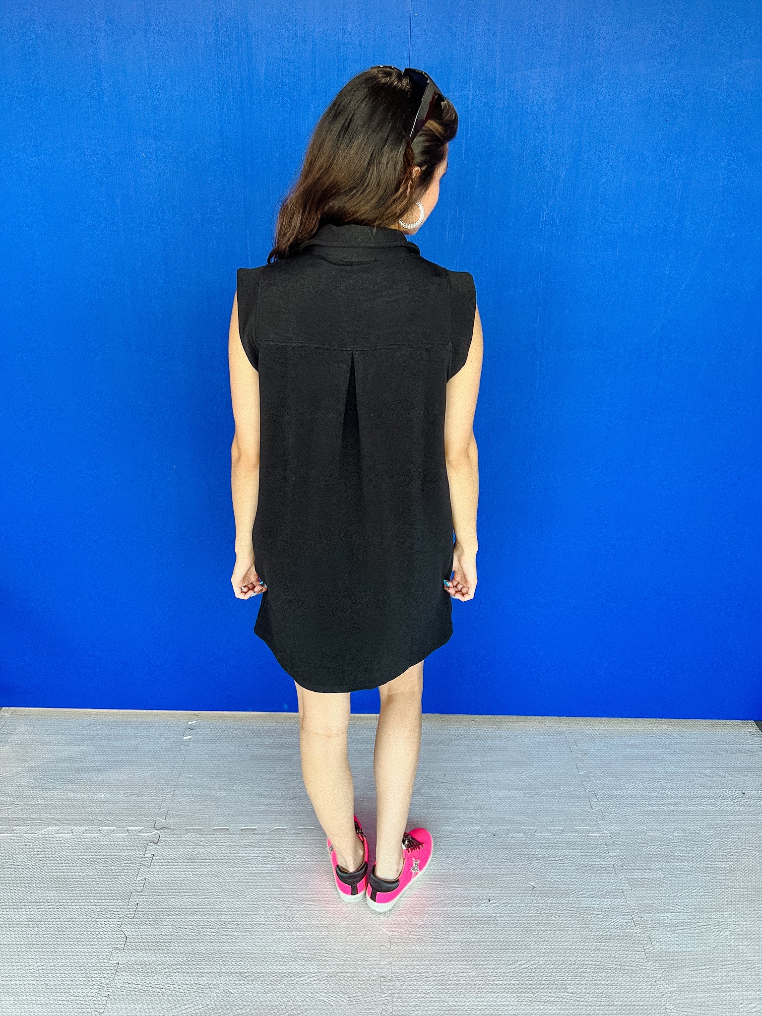 Gwen V-Neck Mini Dress - Black