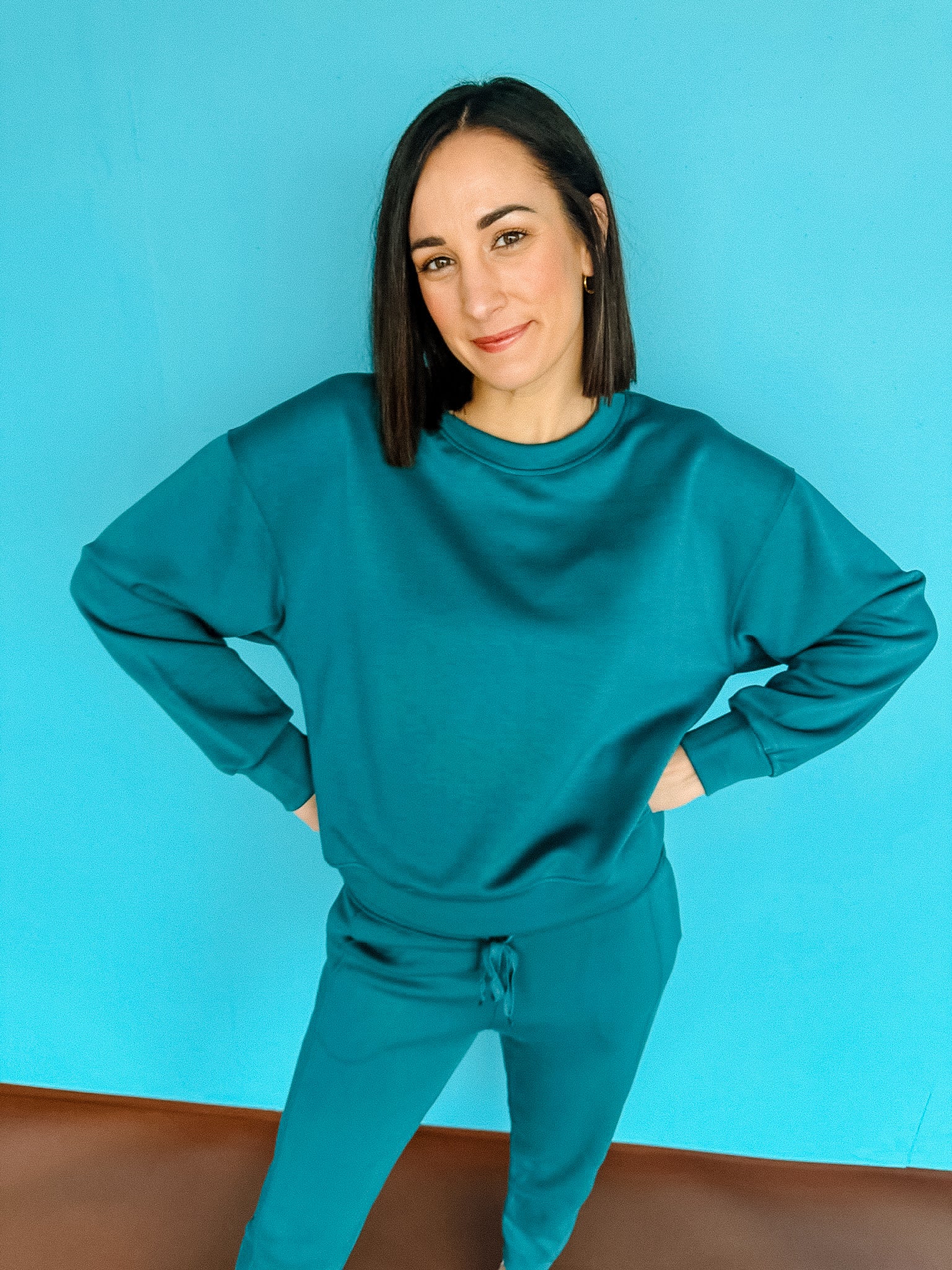 New Beginnings Scuba Sweatshirt and Jogger Set - Kingfisher