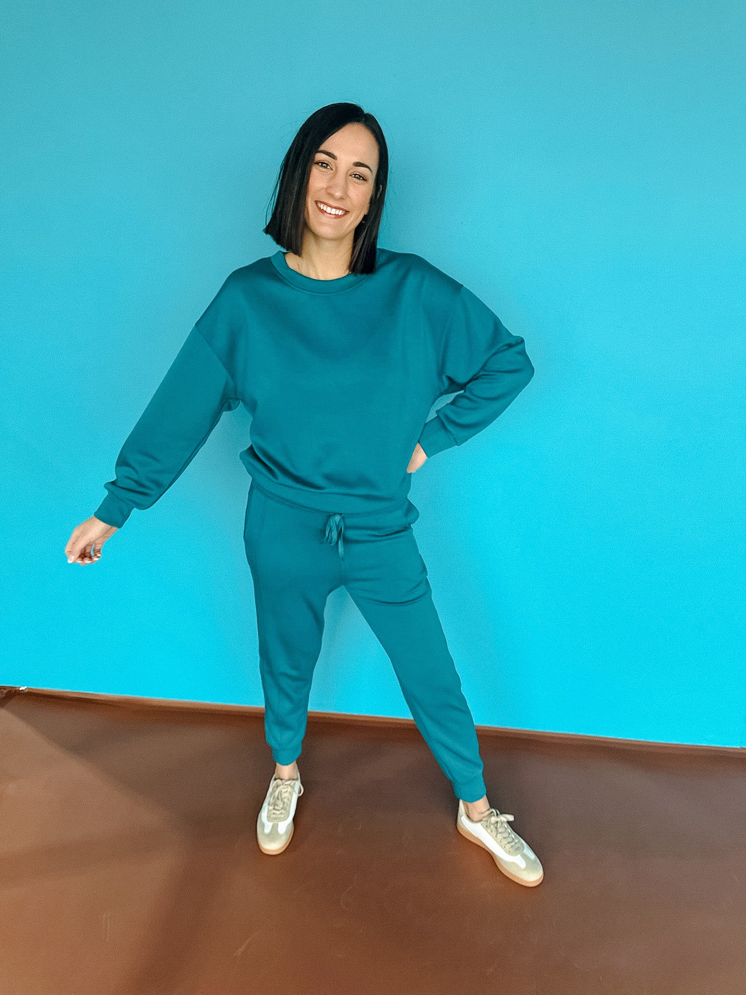 New Beginnings Scuba Sweatshirt and Jogger Set - Kingfisher