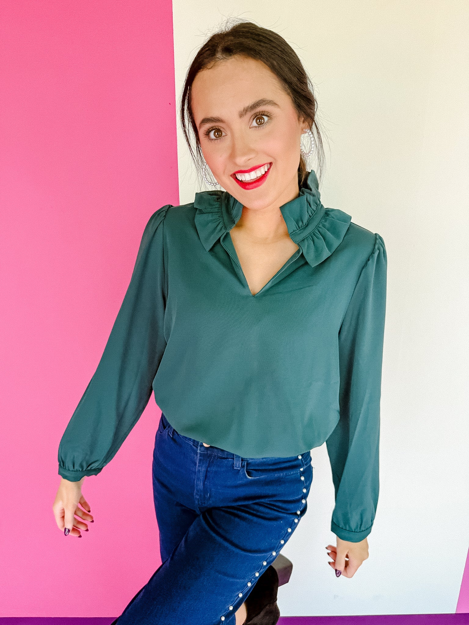 Clarissa V-Neck Blouse - Light Pine