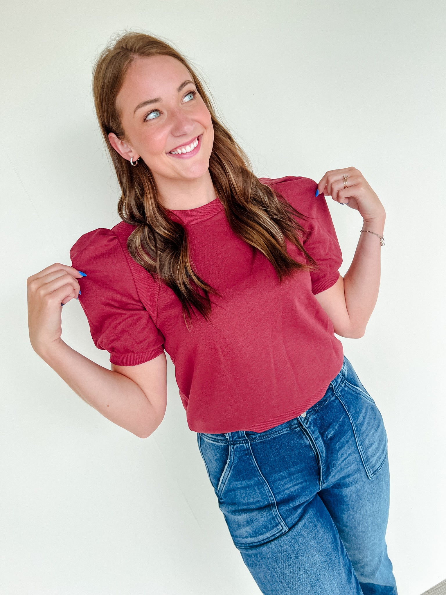 Dani Puff Sleeve Top - Burgundy