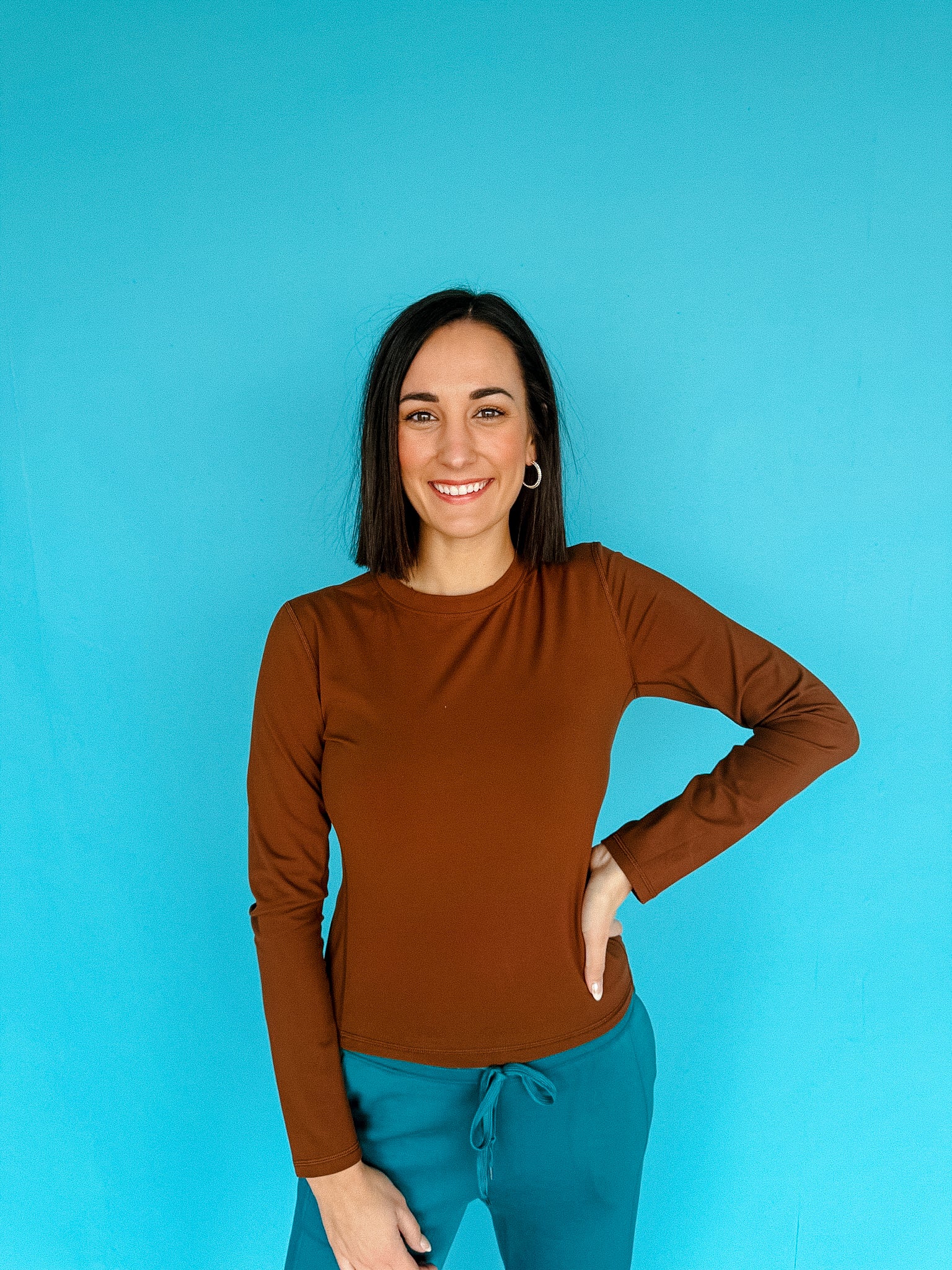 Jeralee Long Sleeve Performance Top - Chocolate