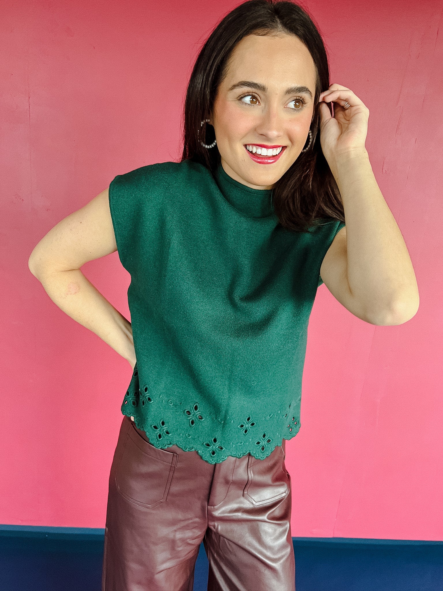 Layton Eyelet Top - Pine