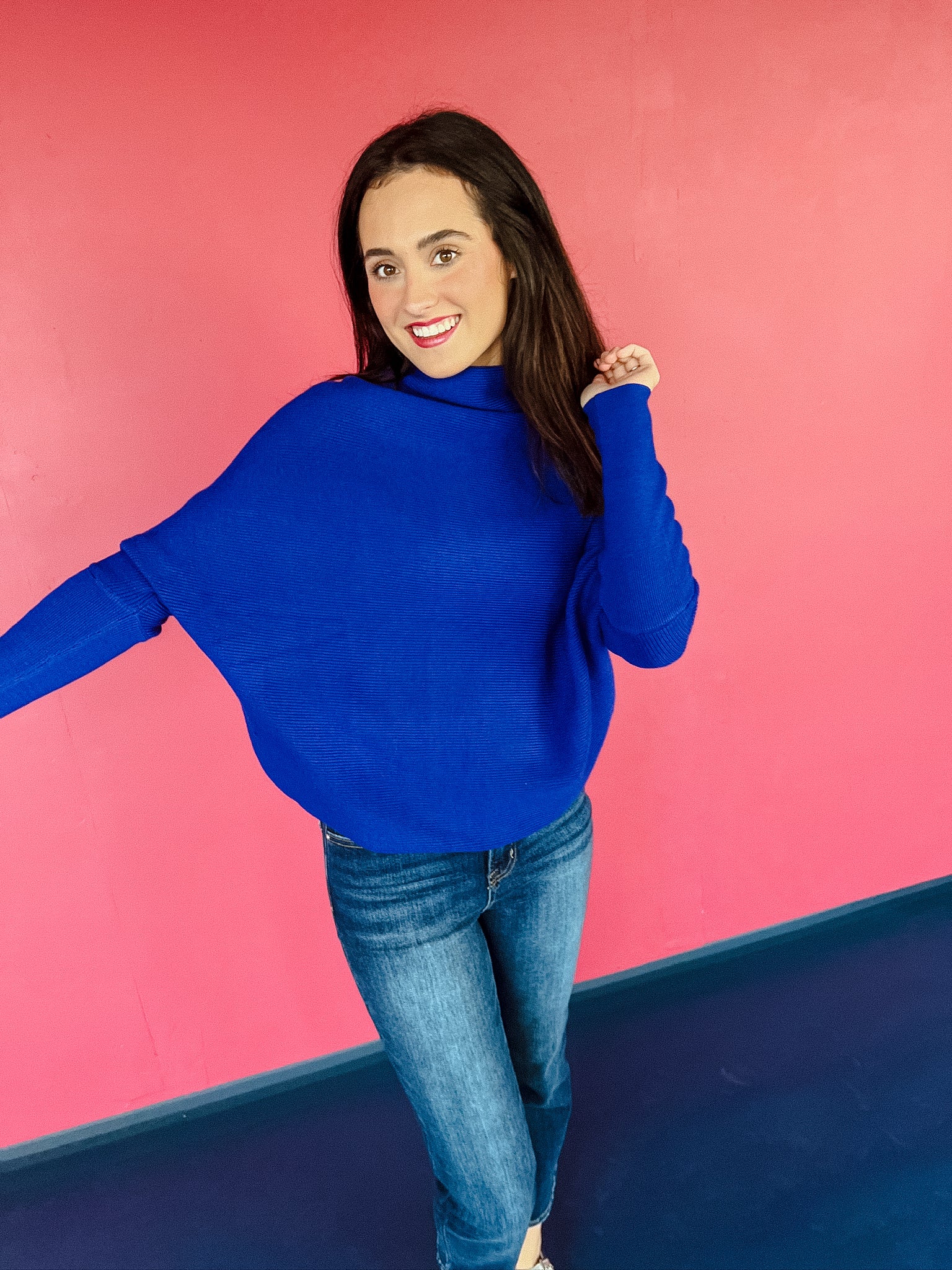 Cynthia Oversized Turtleneck Sweater - Bright Navy