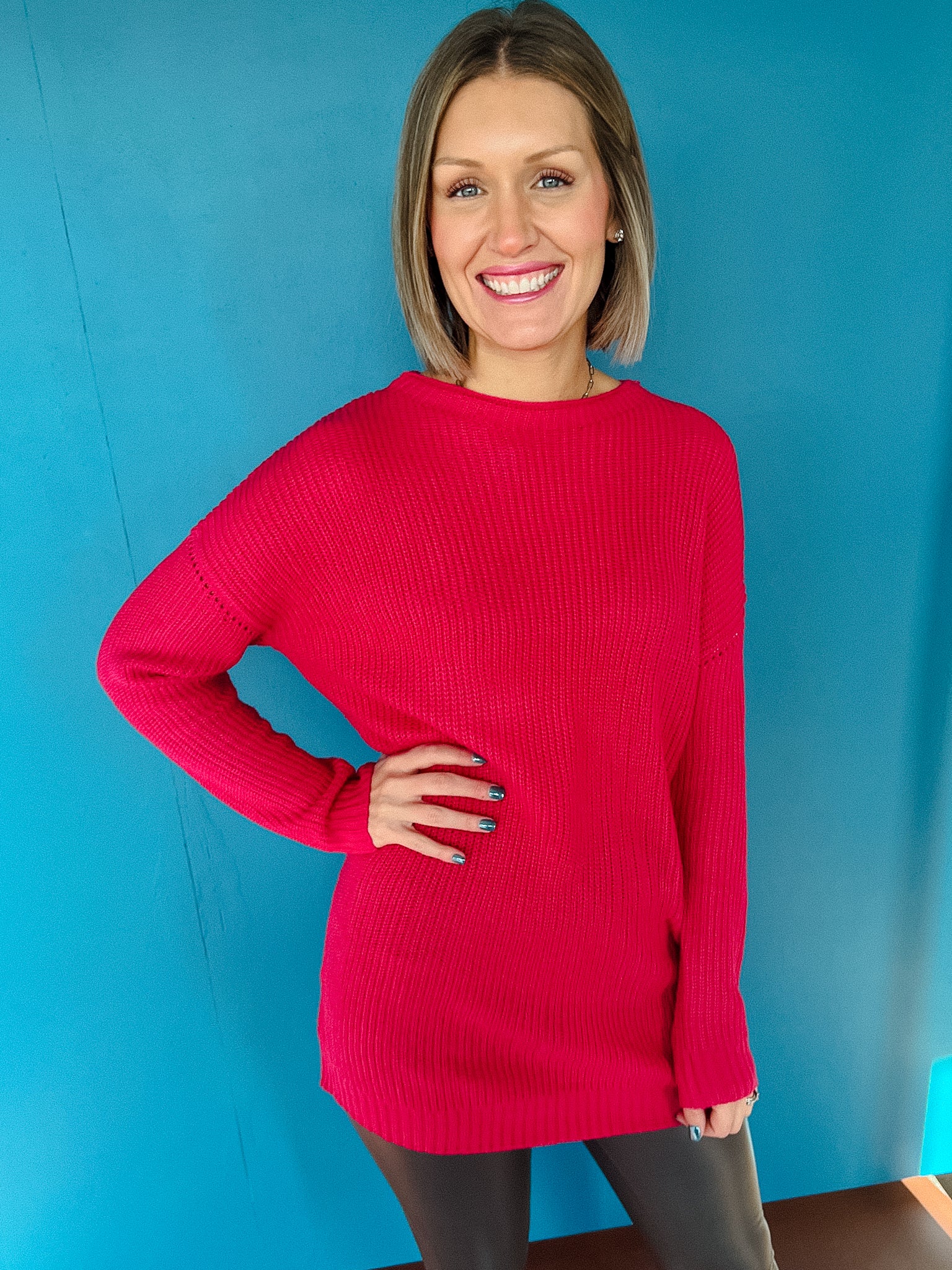 Xena Knit Sweater - Raspberry