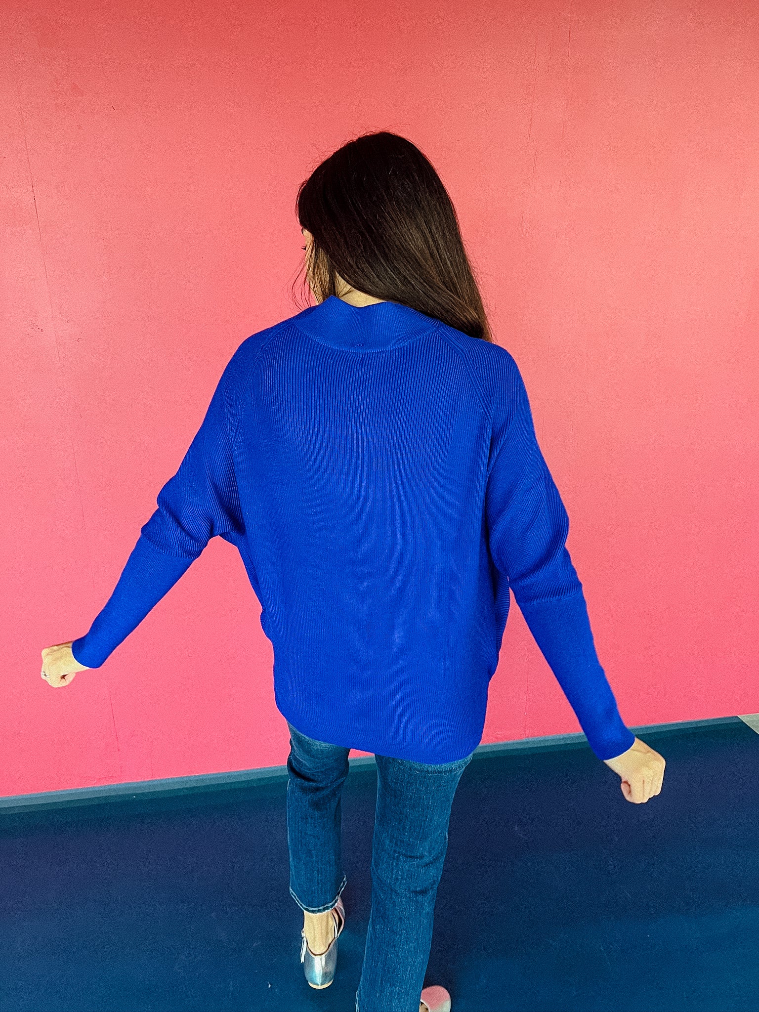 Cynthia Oversized Turtleneck Sweater - Bright Navy