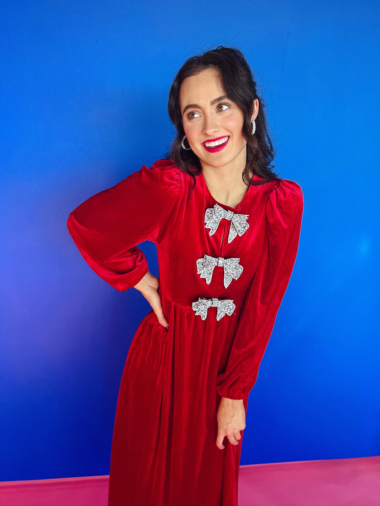 Flawless Velvet Midi Dress - Cherry/Carmine