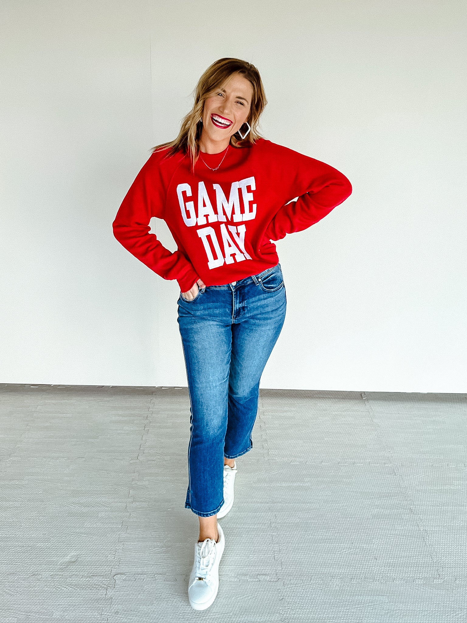 Game Day Sweatshirt - Cool Red + White