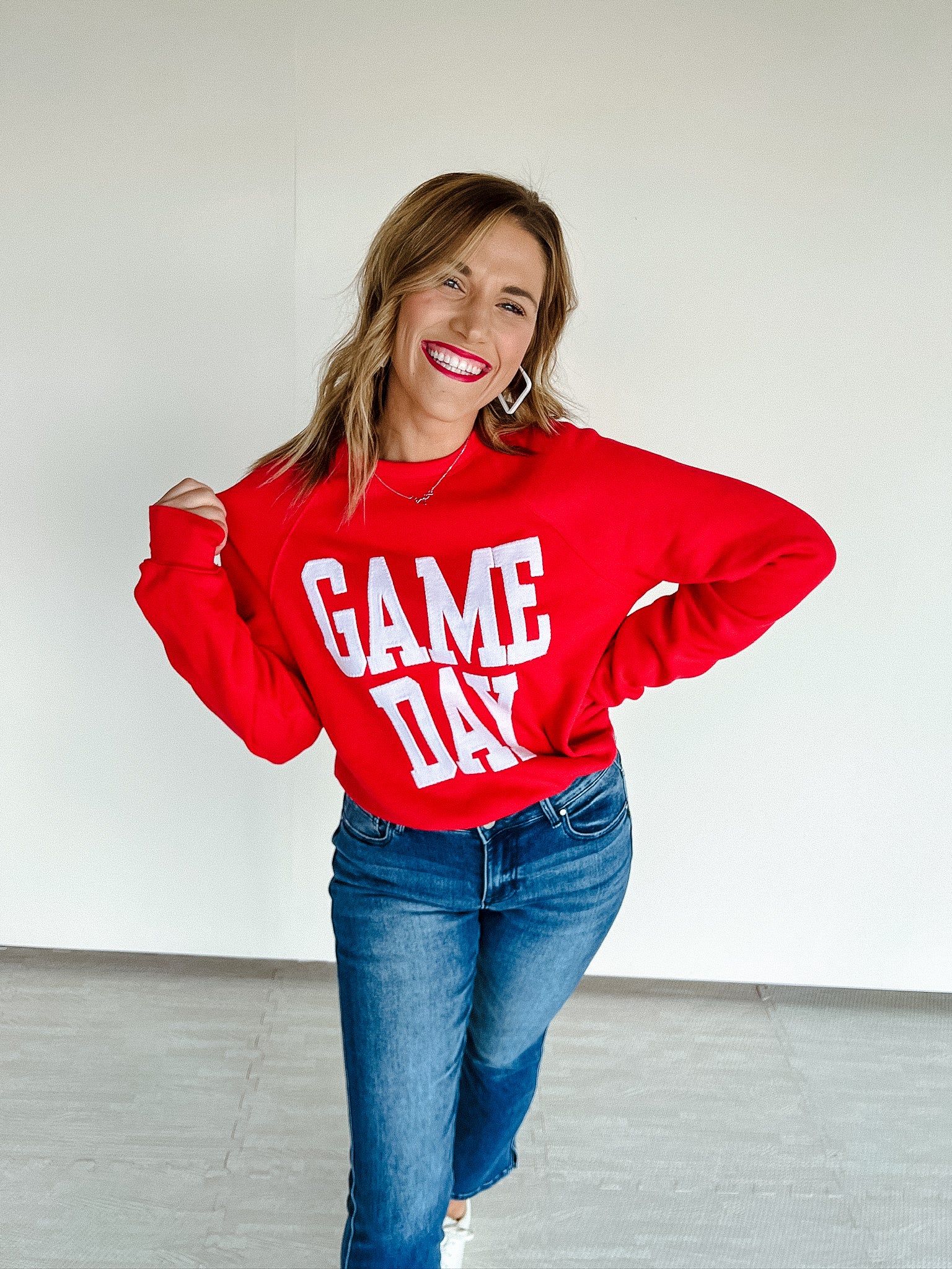 Game Day Sweatshirt - Cool Red + White