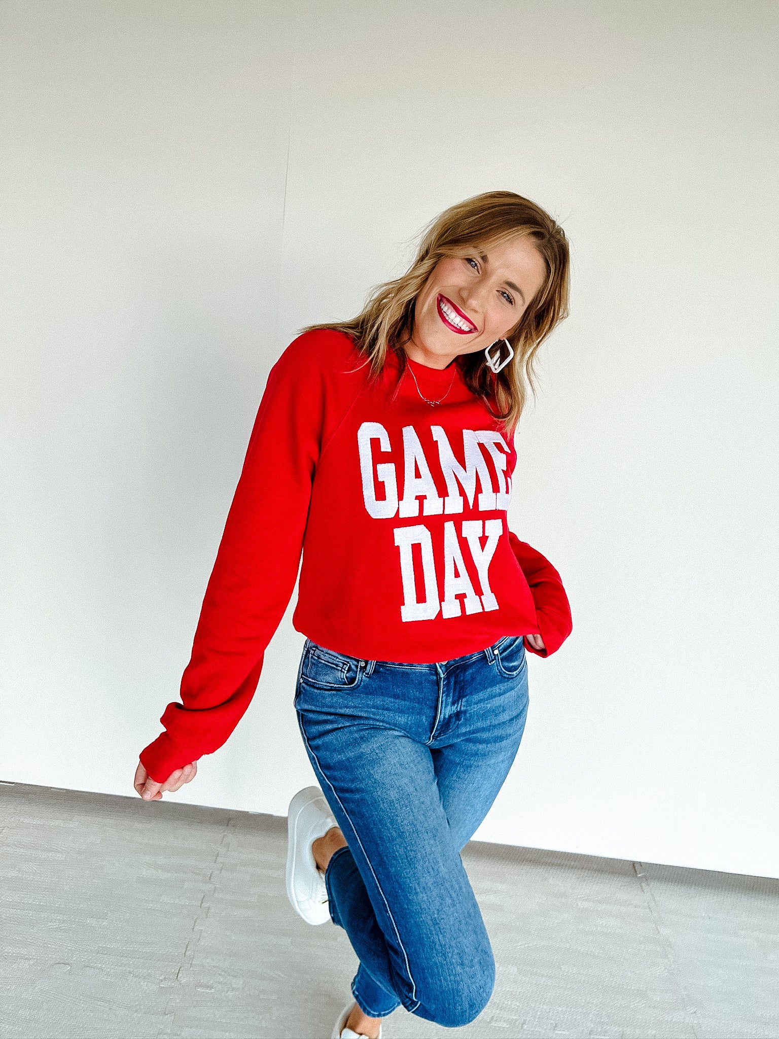 Game Day Sweatshirt - Cool Red + White