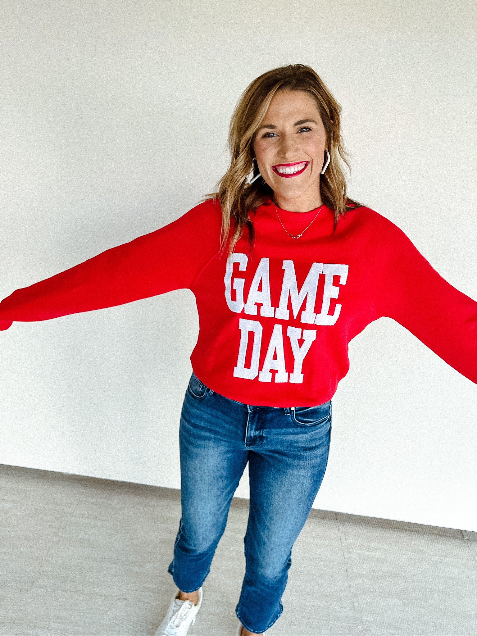 Game Day Sweatshirt - Cool Red + White