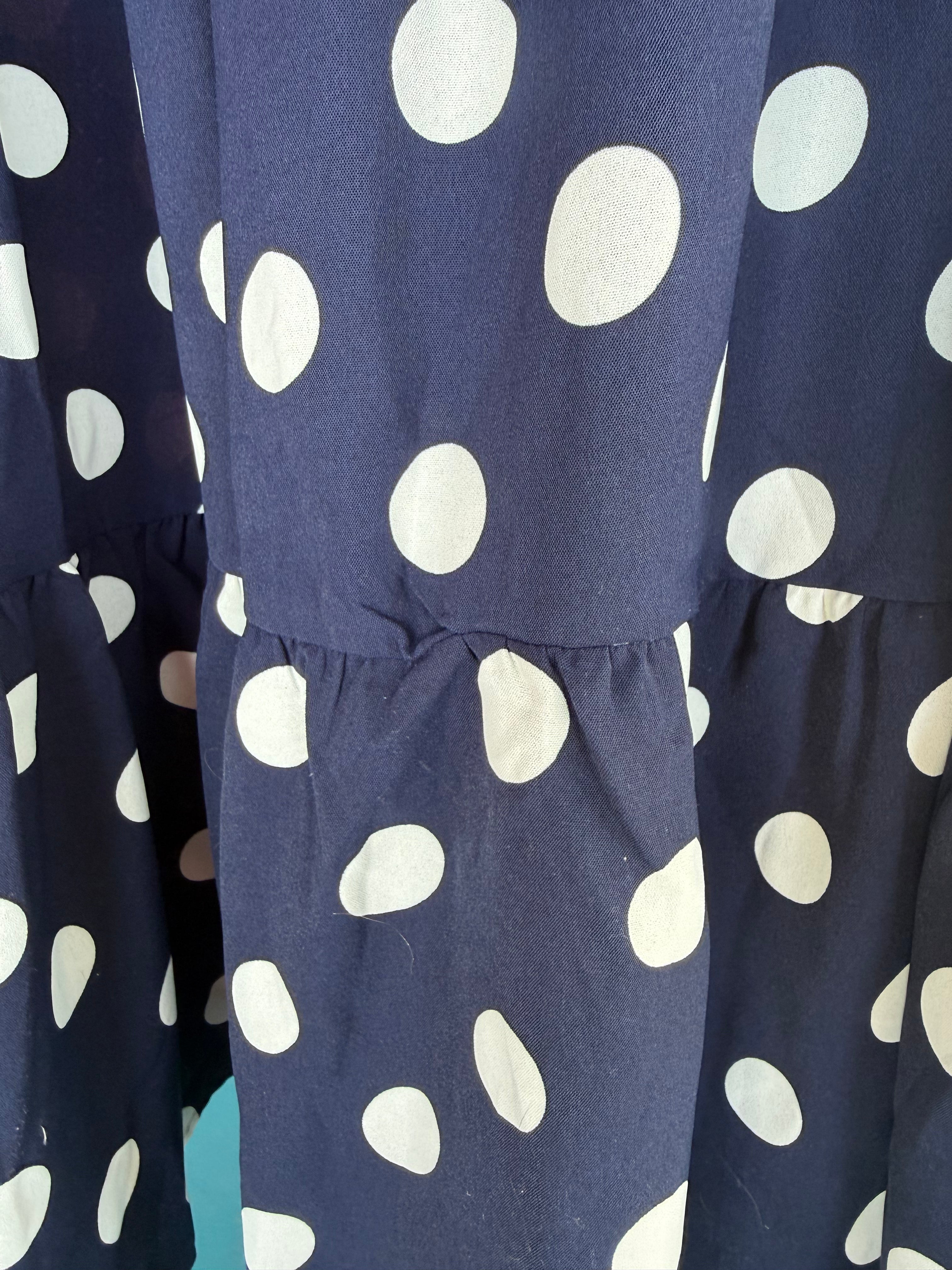 [Defect Sale] Nicki Tiered Polka Dot Maxi Skirt - Navy - LARGE