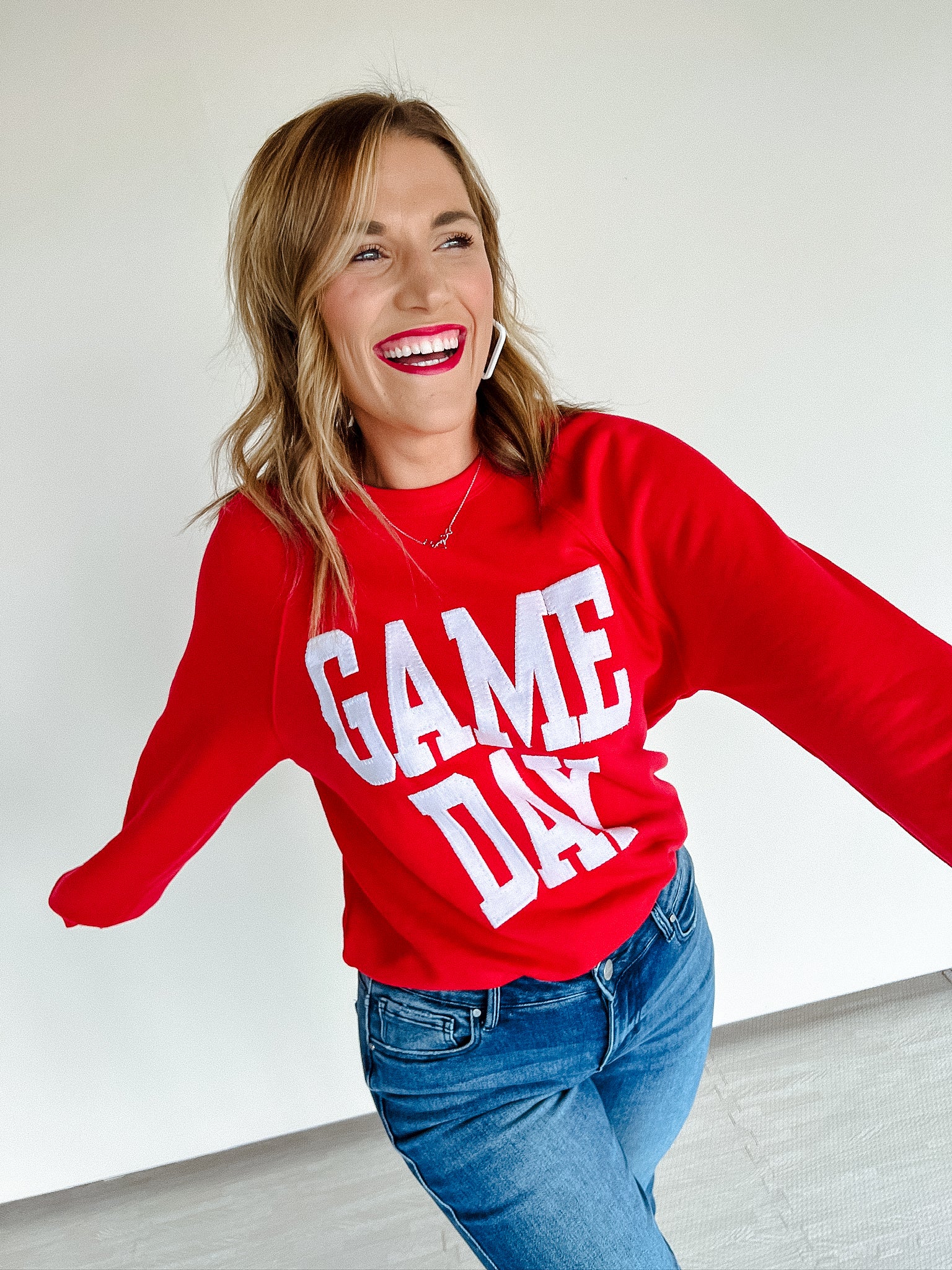 Game Day Sweatshirt - Cool Red + White