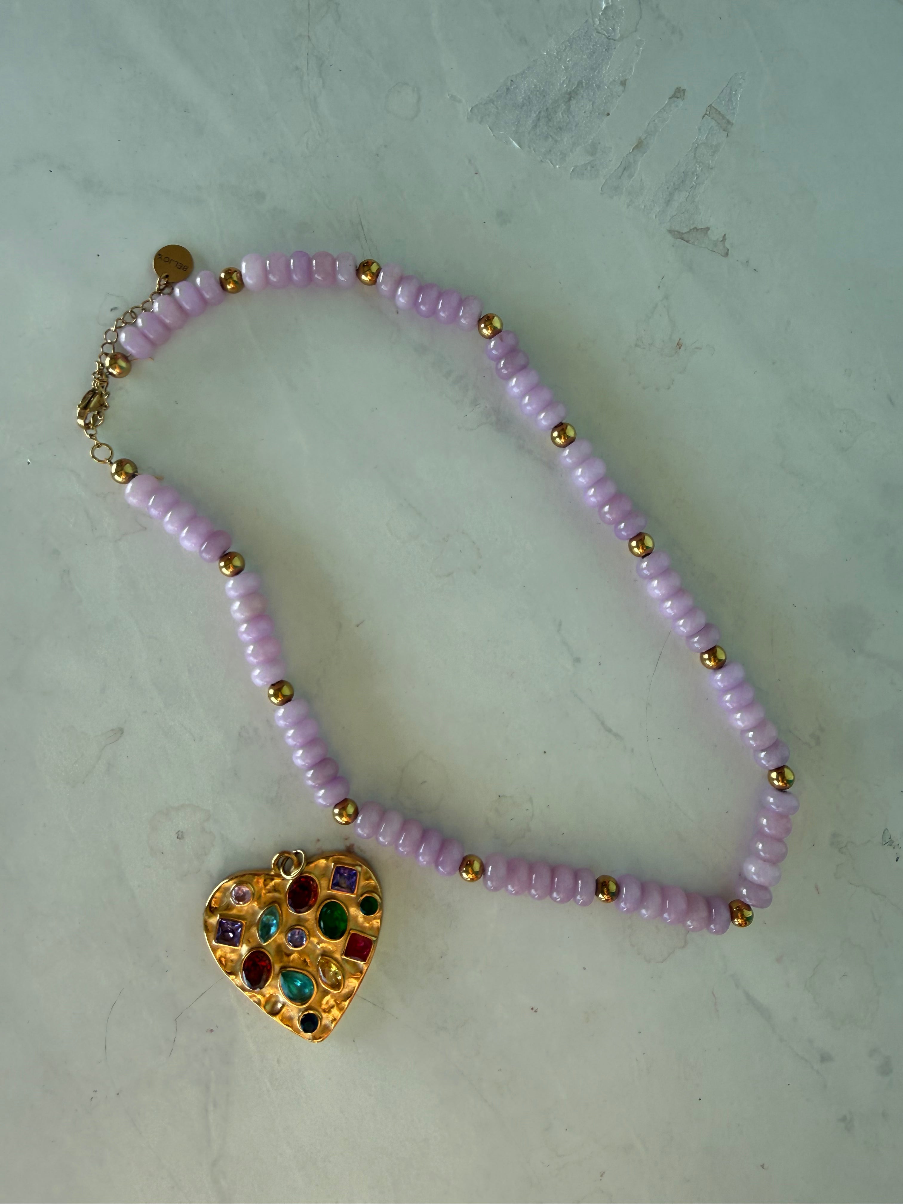 [Defect Sale] Lilac Dreams Beaded Necklace - Lilac + Gold