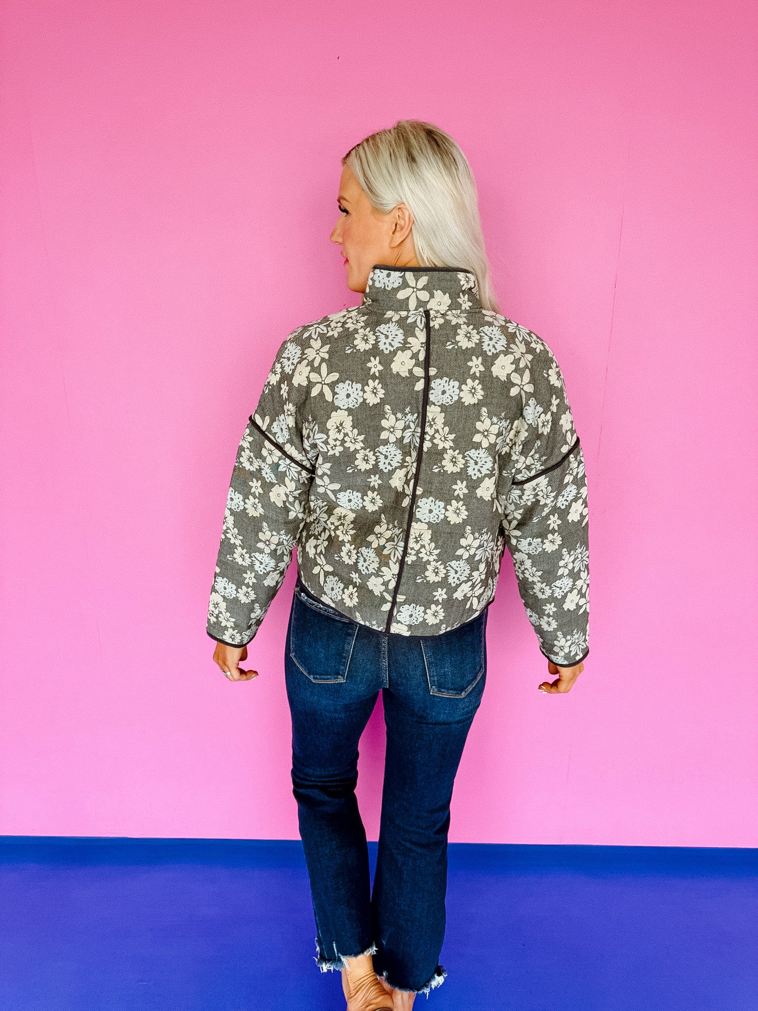 Louise Quilted Floral Jacket - Mole + Stone + Charcoal