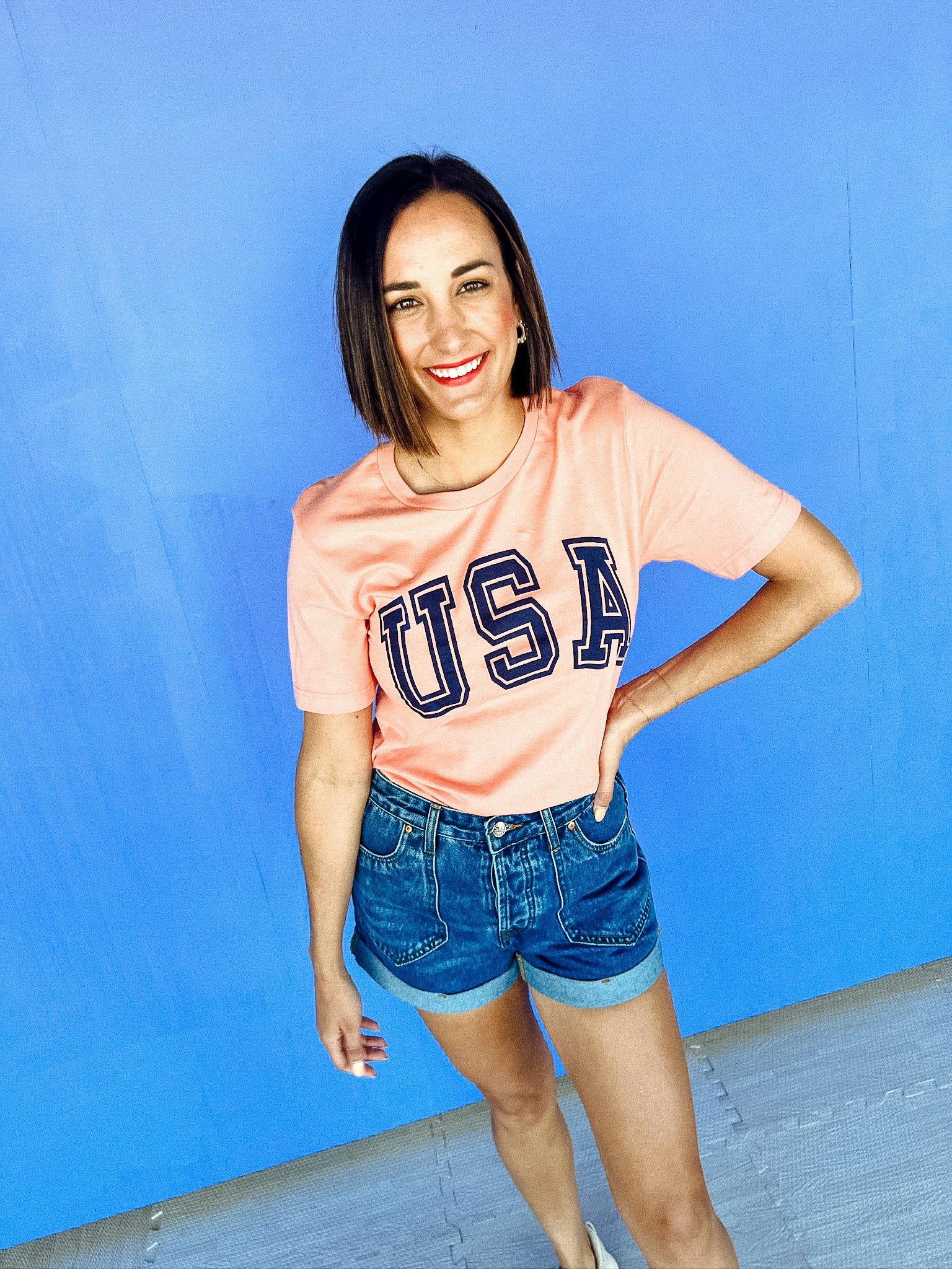 Color Me America Graphic Tee - Muted Peach