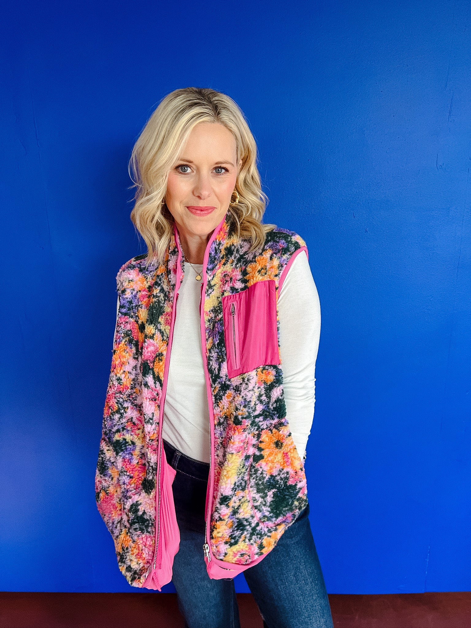 Dawson Floral Fuzzy Vest - Multi