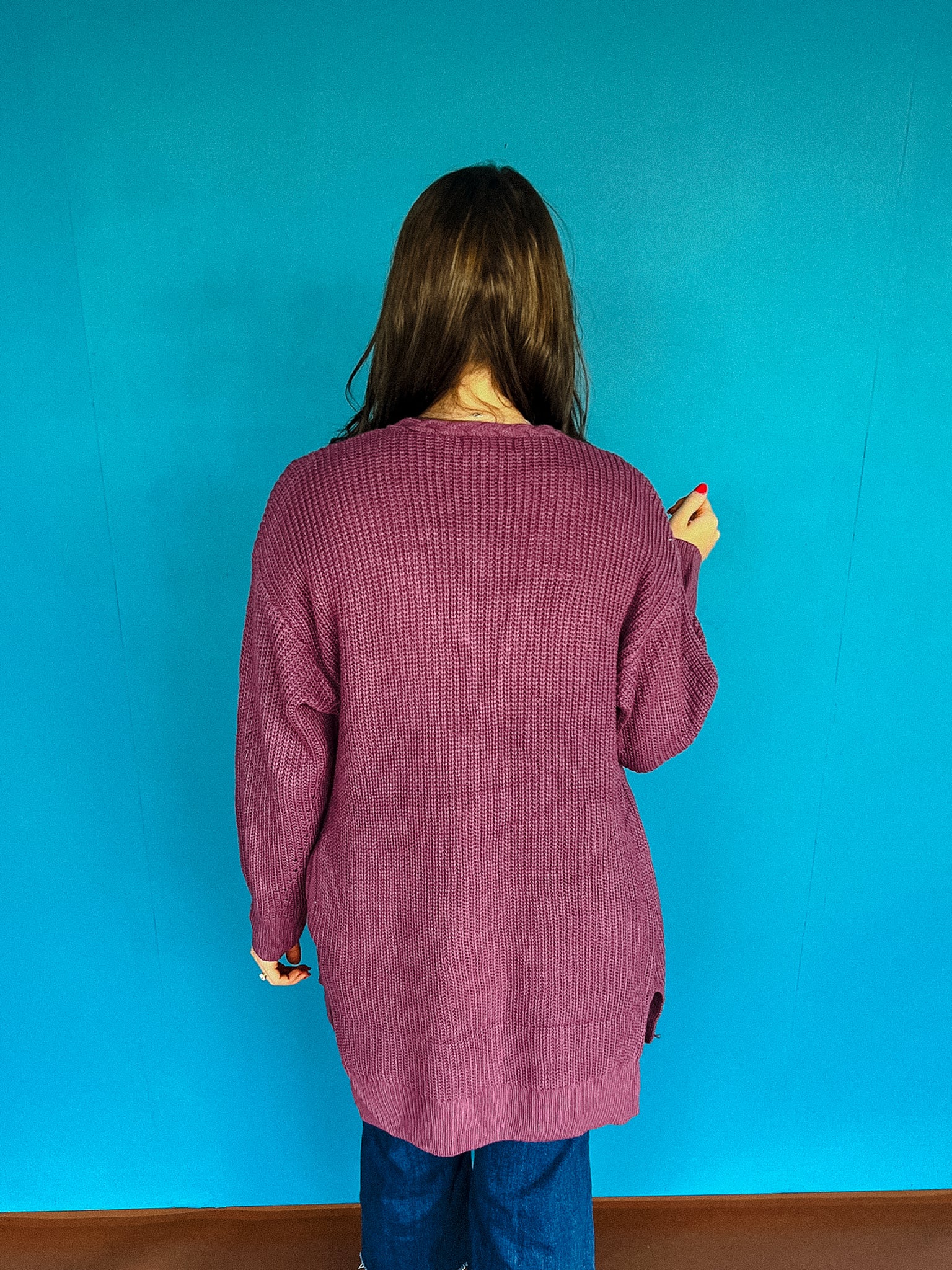 Aubree Cableknit Cardigan - Plum